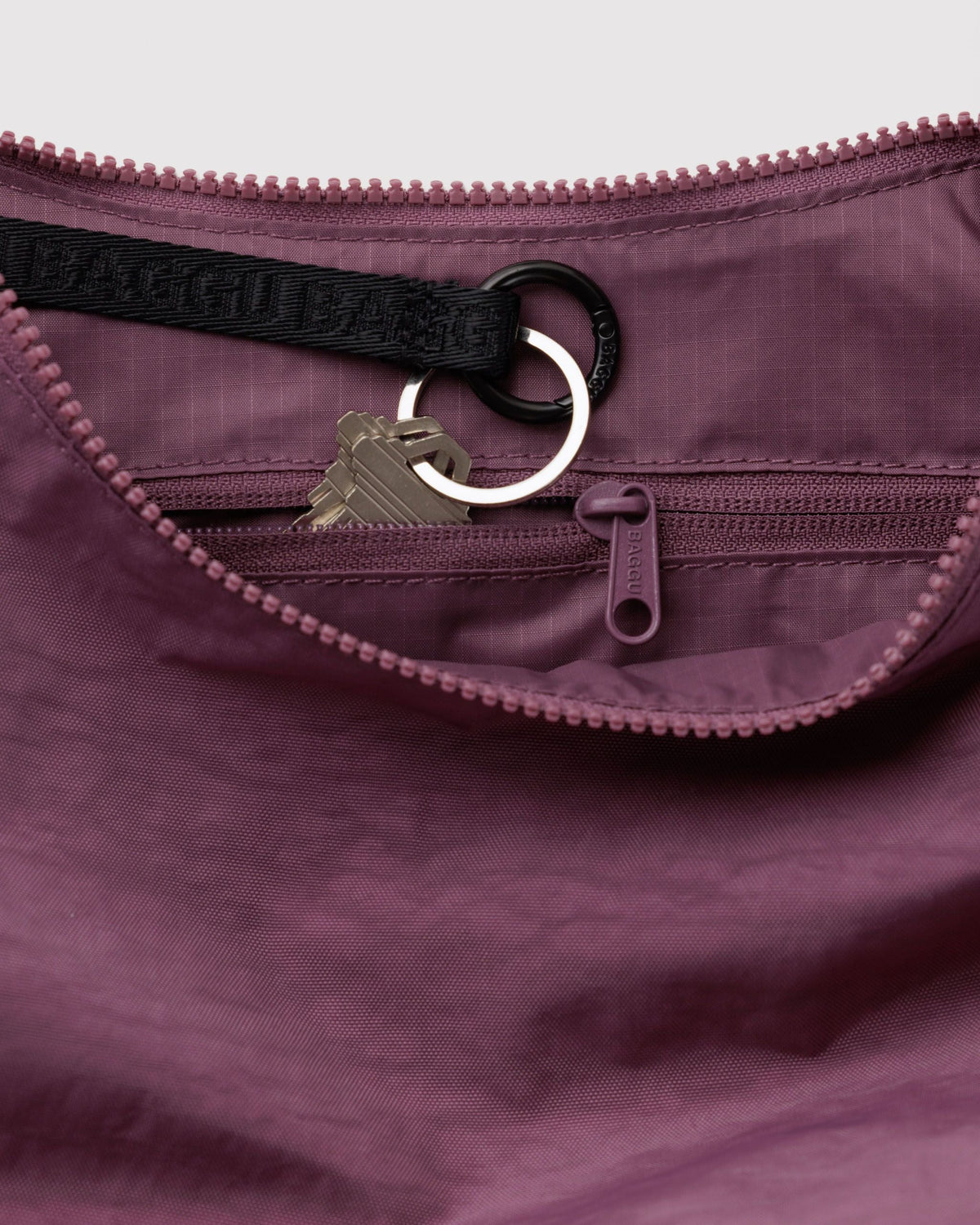 Medium Nylon Crescent Bag in Wild Plum for Comfortable Crossbody Style