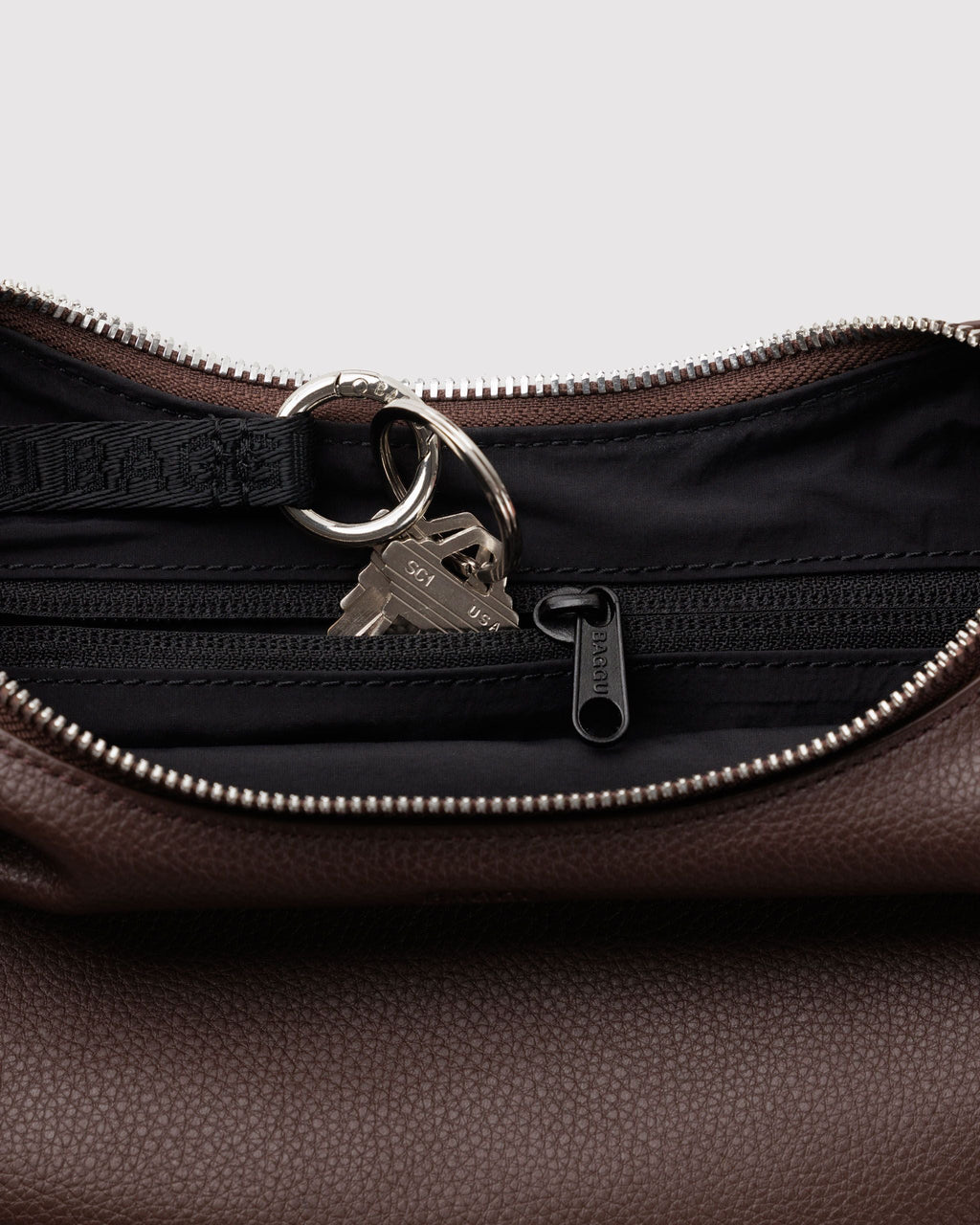 Small Recycled Leather Flat Crescent in Brown for Easy Everyday Style