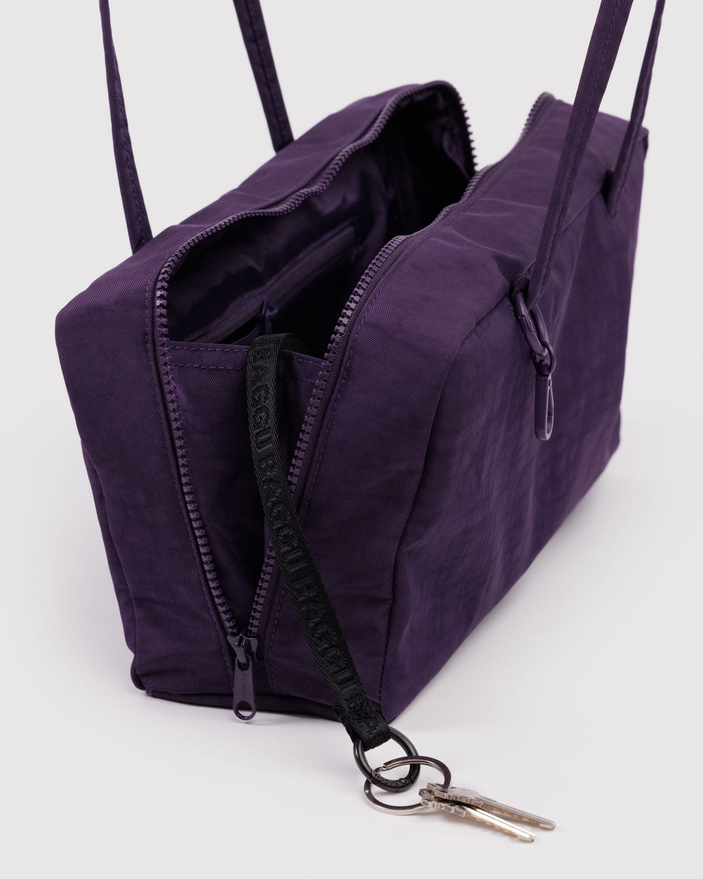 Nylon Bowler Bag in Fig for Comfortable Crossbody Style