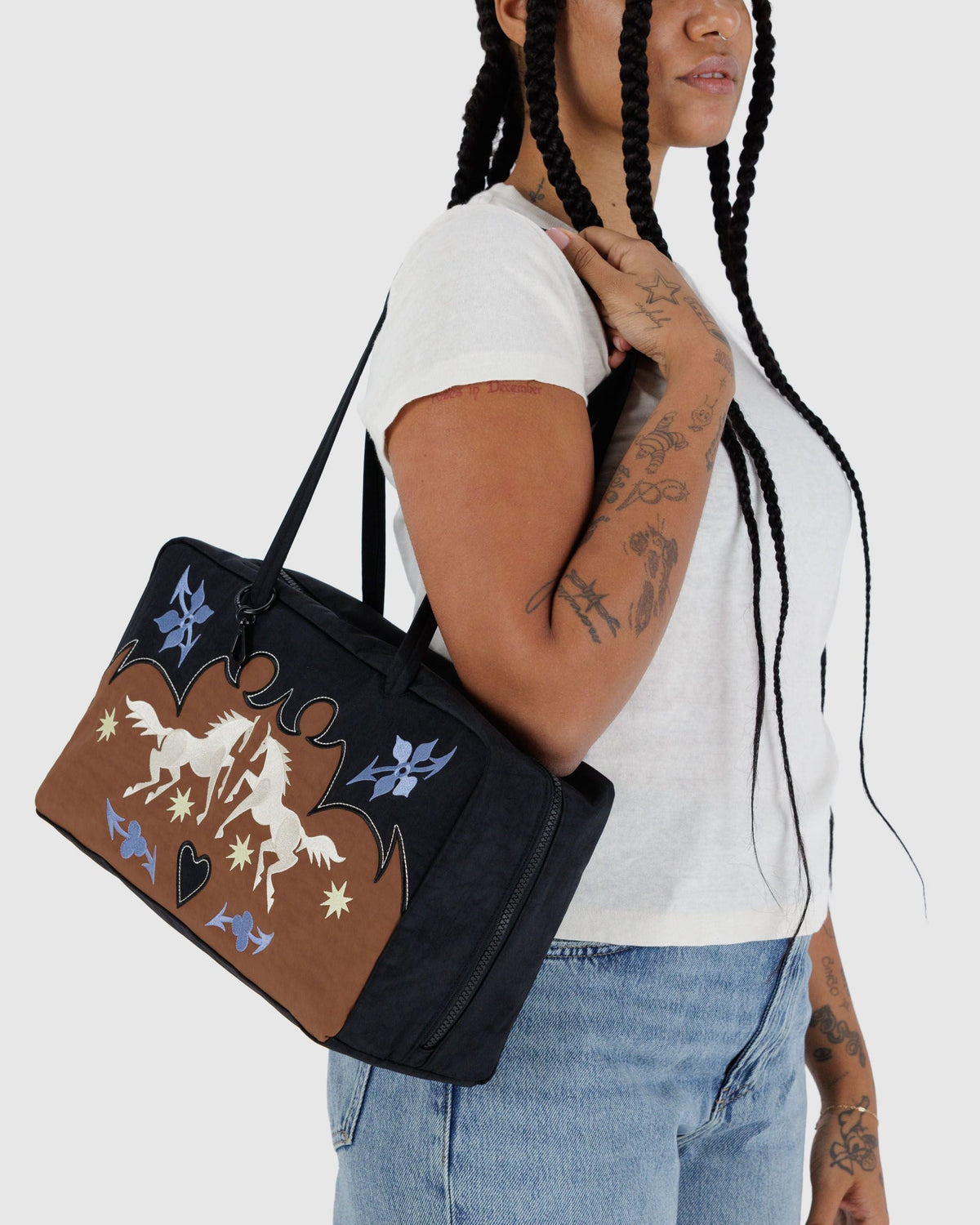 Medium Nylon Bowler Bag - Sale in Western Applique - Practical Use