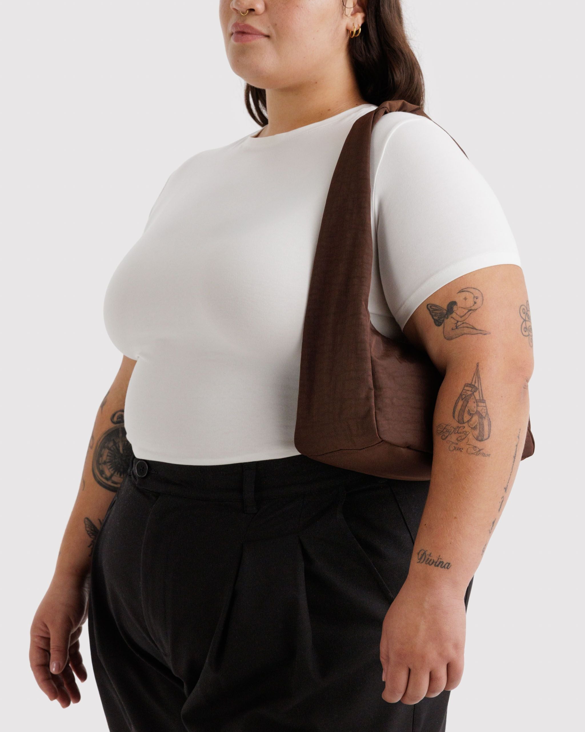 Small Nylon Meringue Bag in Coffee for Comfortable Crossbody Style