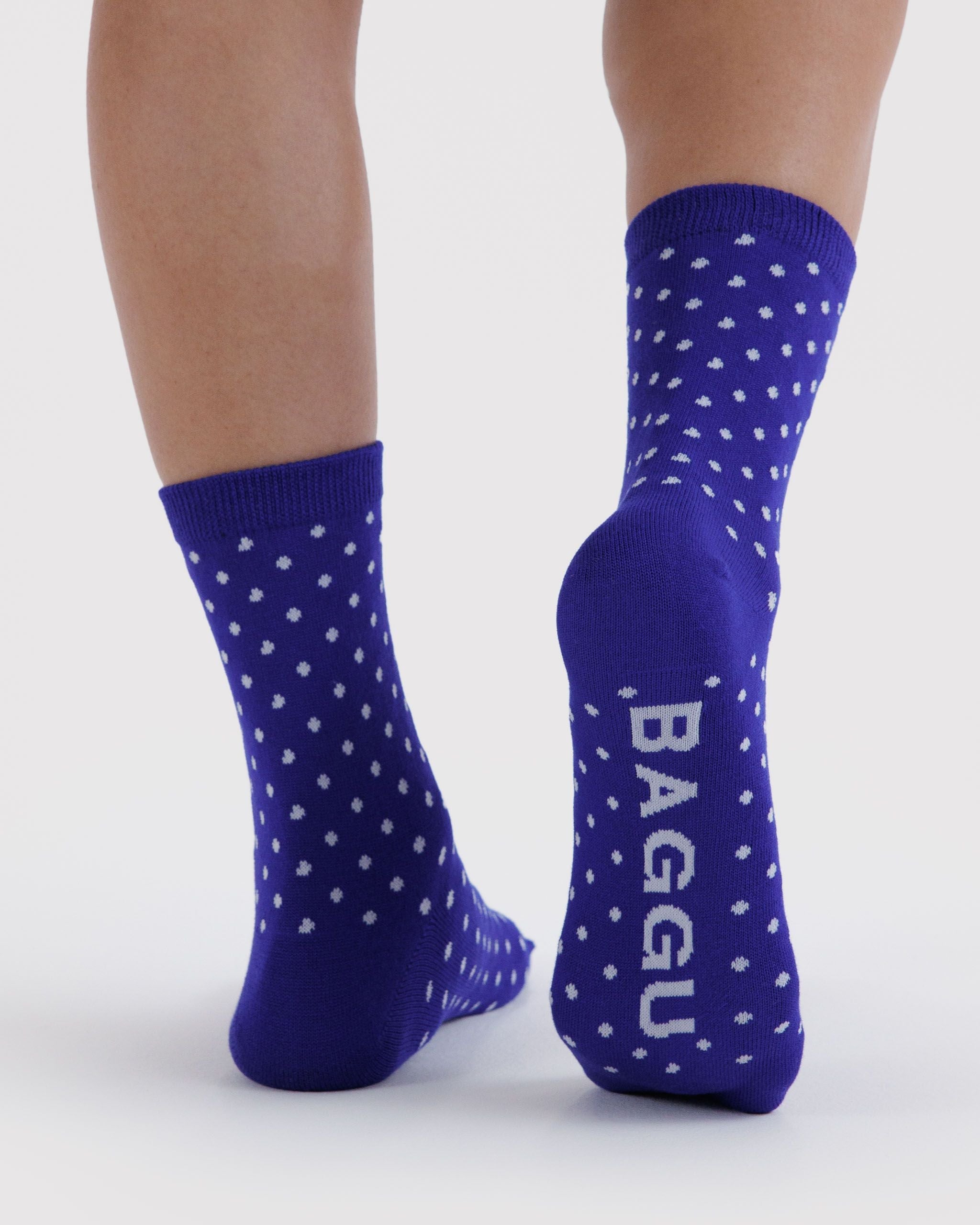 Crew Sock in Micro Blue and White Polka Dot - Practical Use