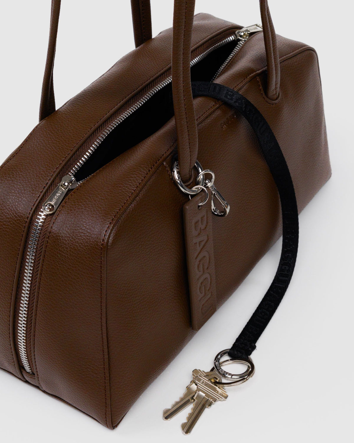 Recycled Leather Bowler Bag in Brown for Comfortable Crossbody Style