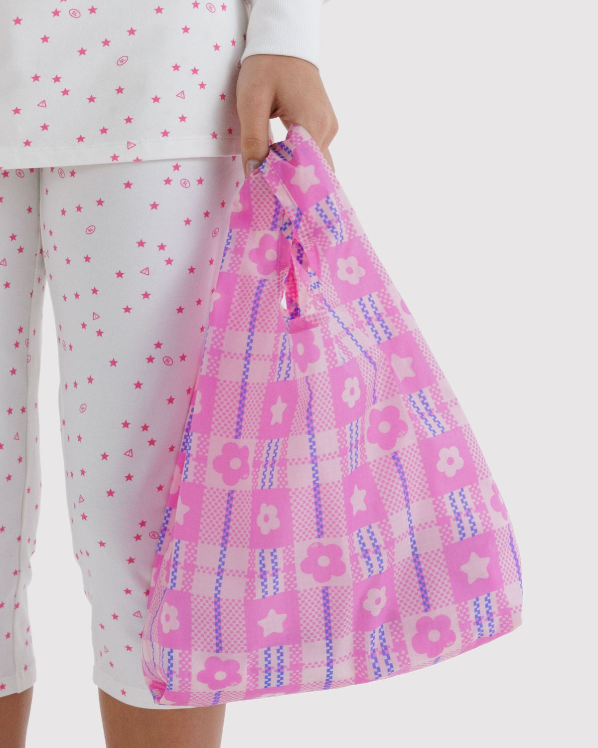 Baby Bow Baggu in Market Plaid Pink for Colorful Daily Shopping