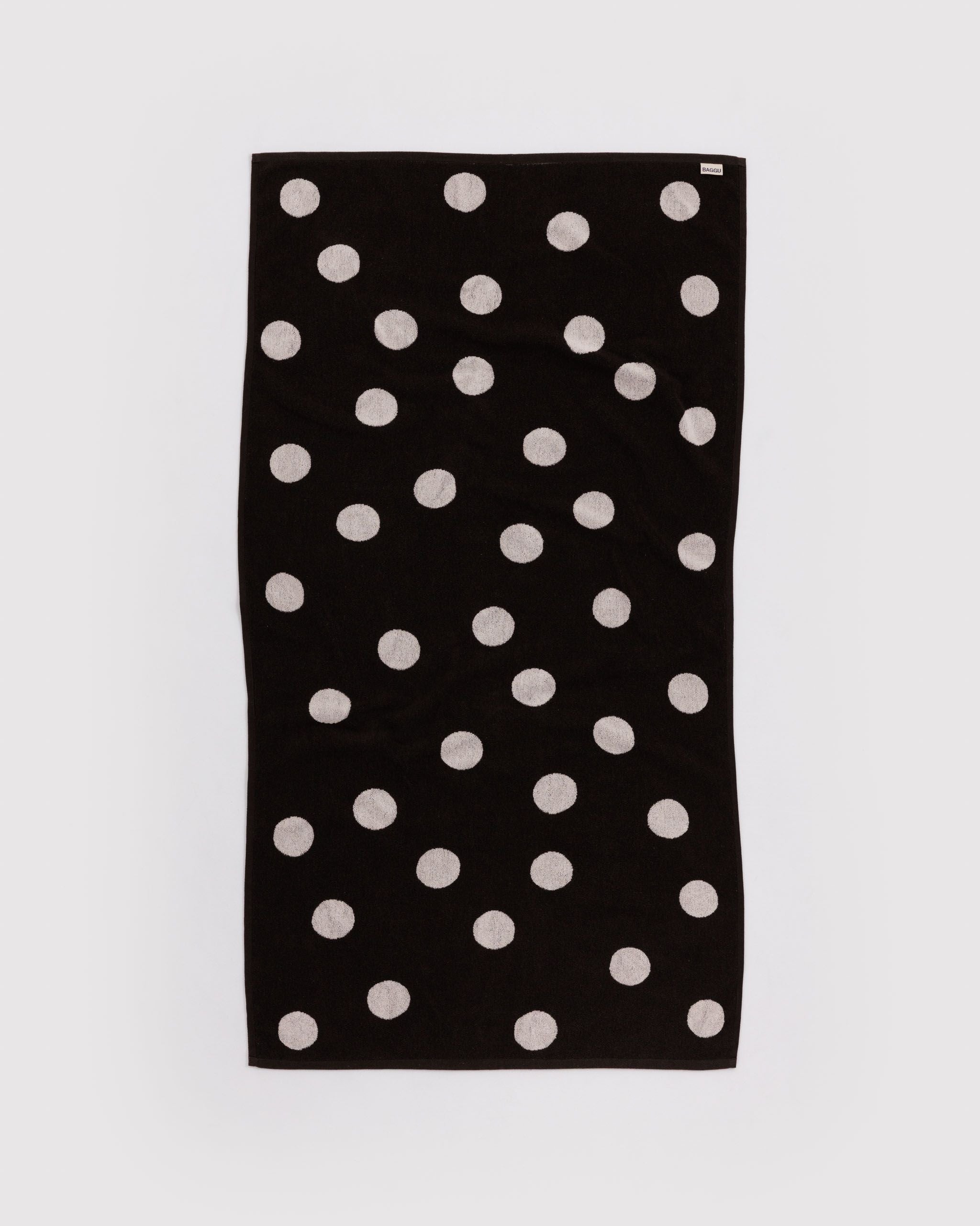 Bath Towel in Cream and Black Polka Dot for Colorful Home Essential