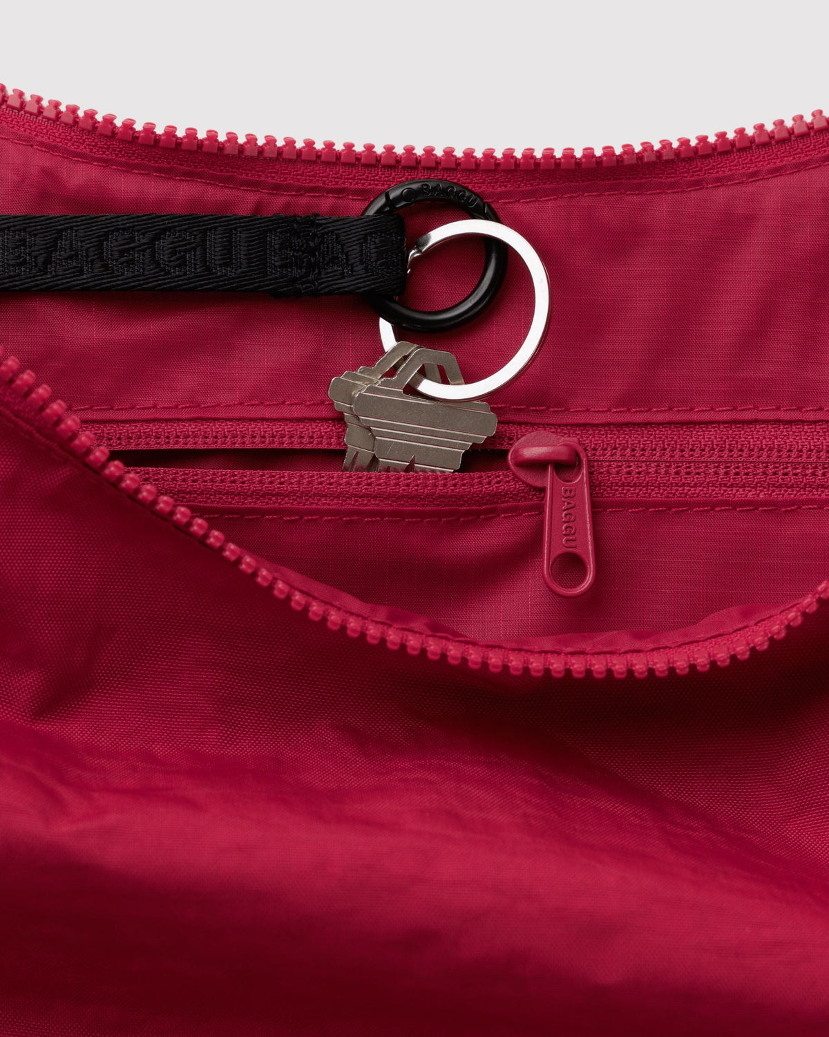 Medium Nylon Crescent Bag in Cherry for Comfortable Crossbody Style