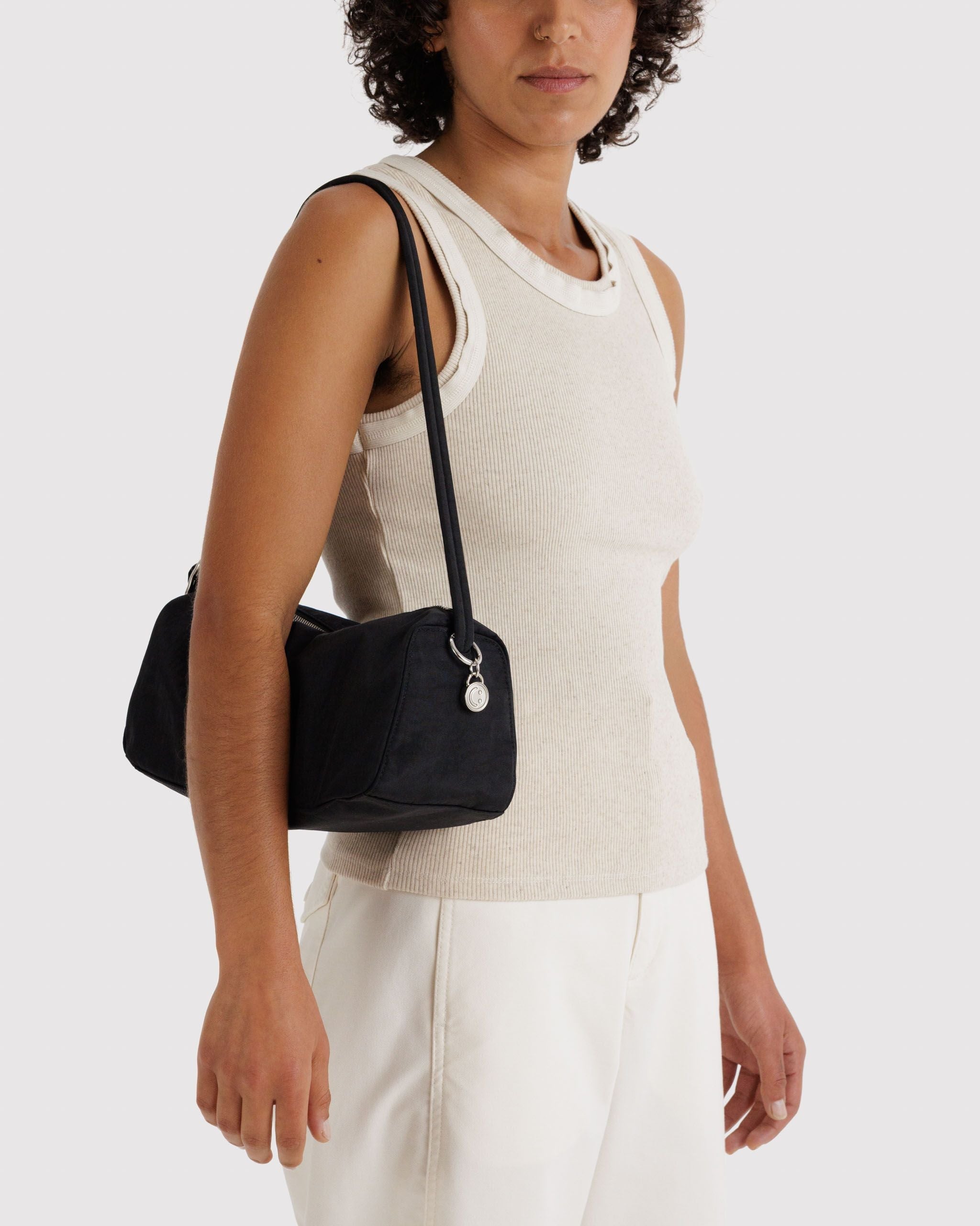 Nylon Loaf Bag in Black for Comfortable Crossbody Style