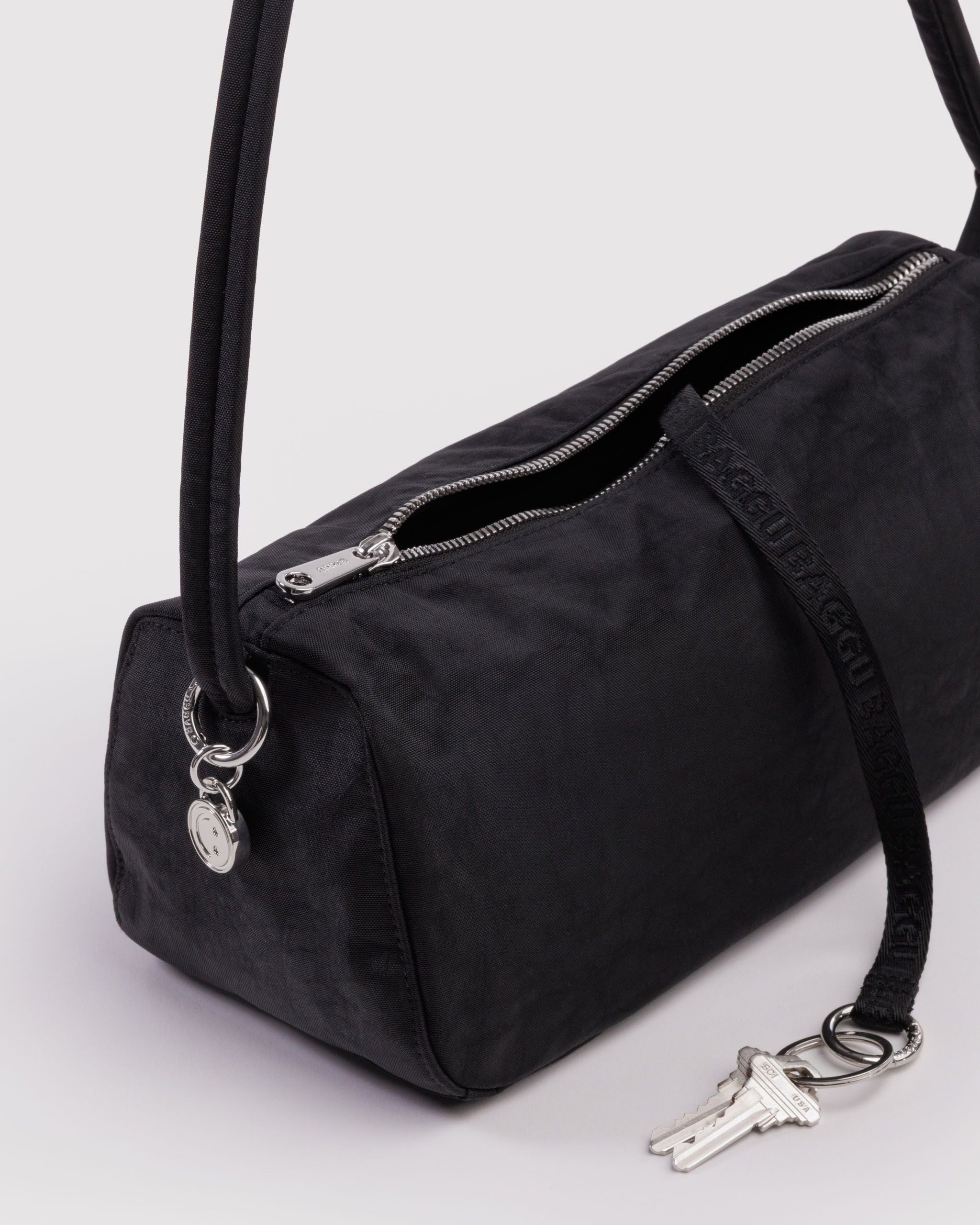 Nylon Loaf Bag in Black for Comfortable Crossbody Style