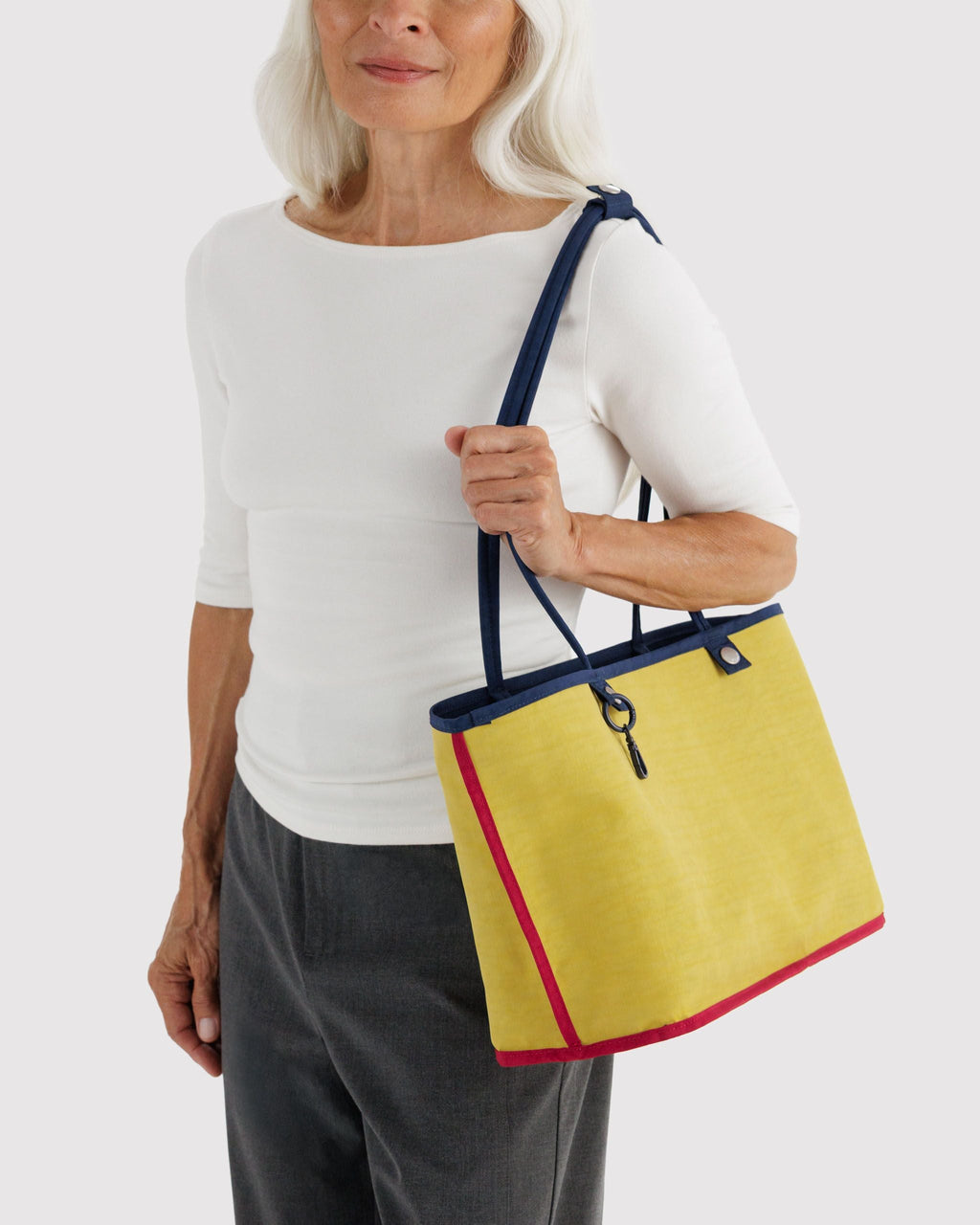 Medium Nylon Reversible Tote in Navy Mix for Spacious Casual Carry