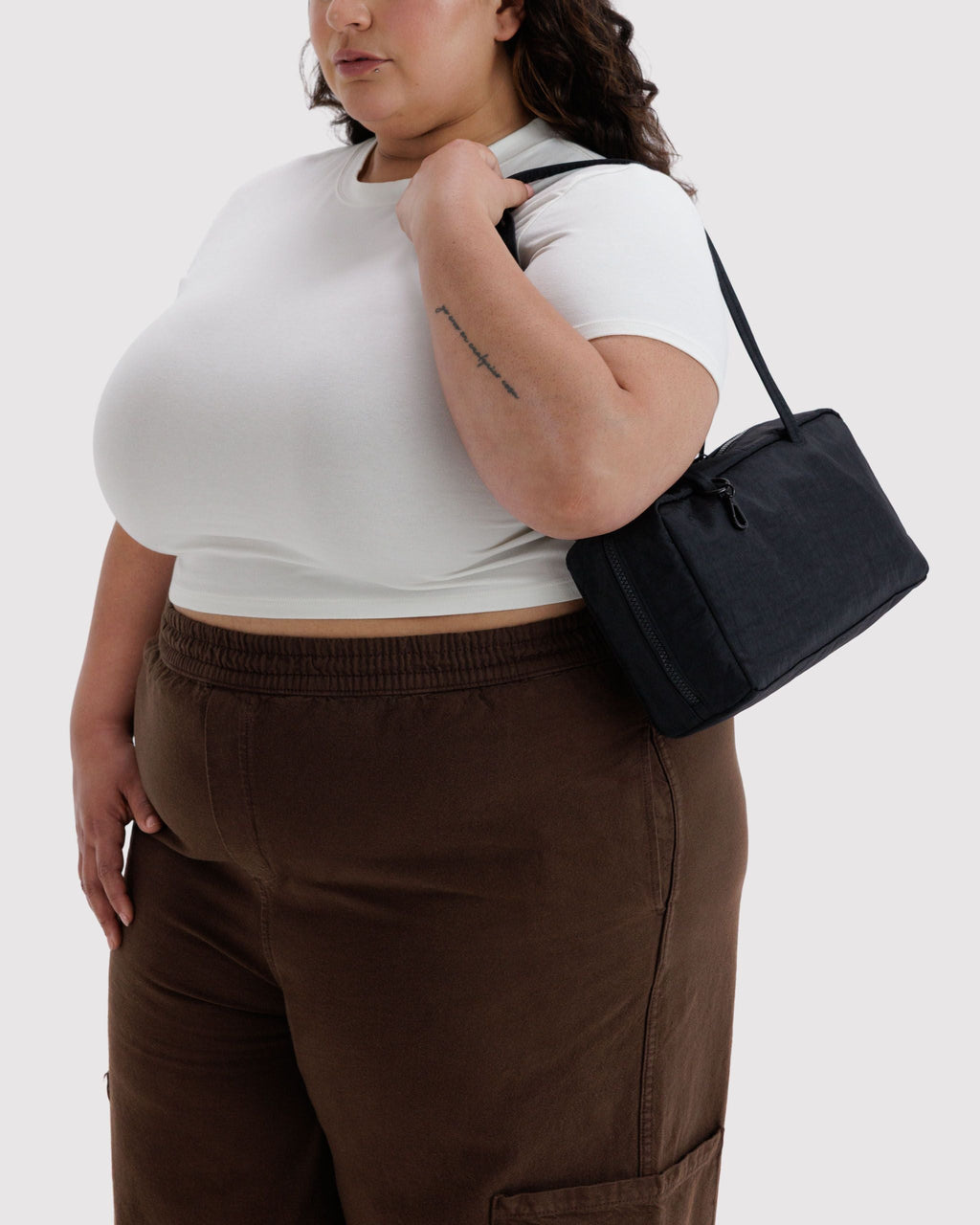 Nylon Bowler Bag in Black for Comfortable Crossbody Style