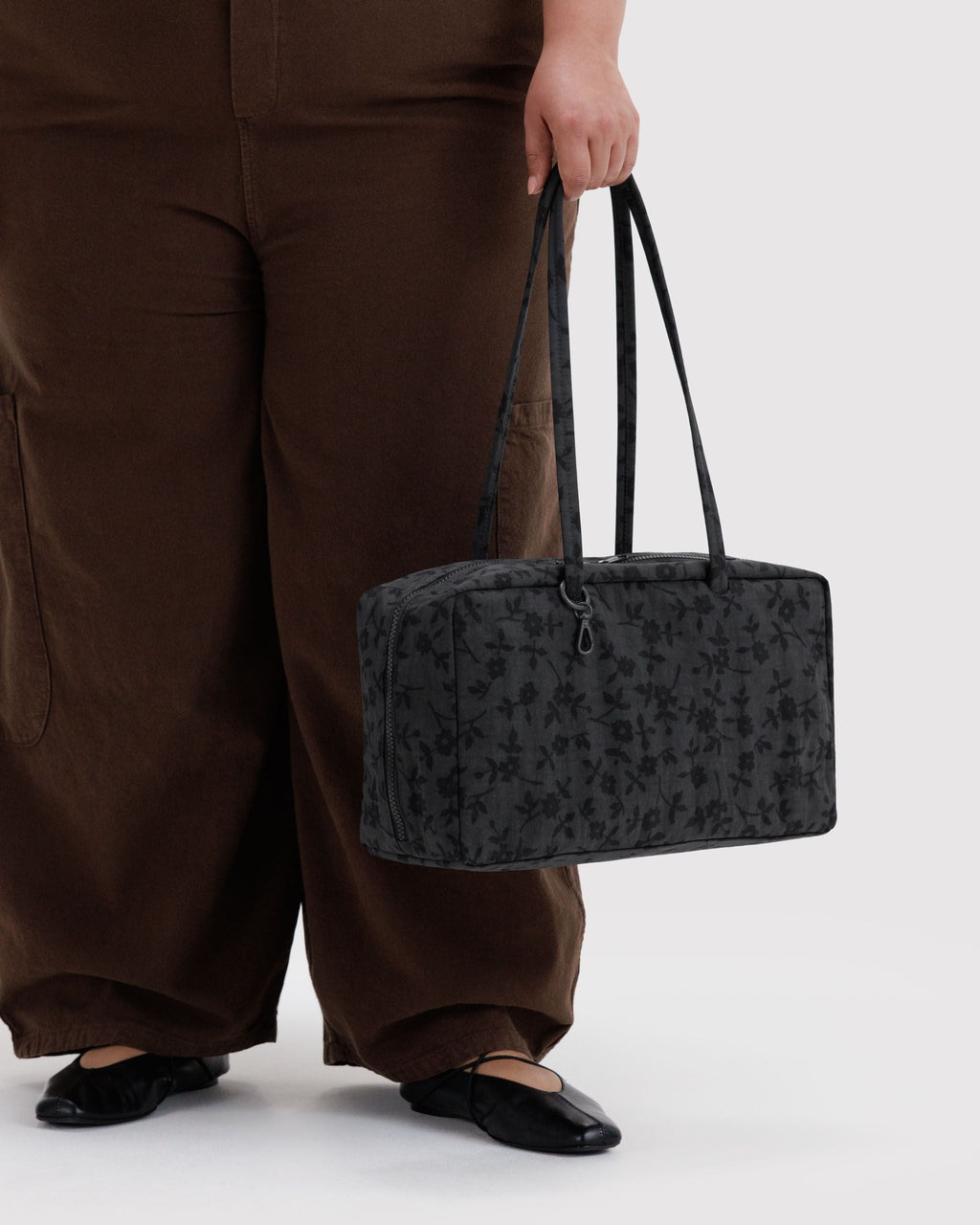 Medium Nylon Bowler Bag in Charcoal Ditsy Floral - Practical Use