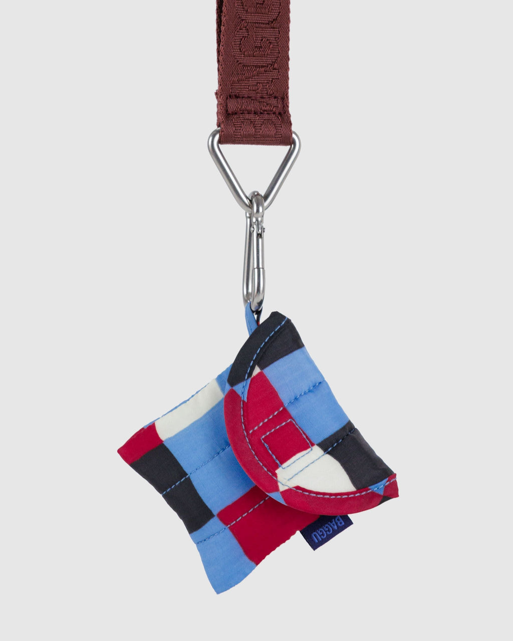 Puffy Earbuds Case in Painted Check for Lightweight Device Storage