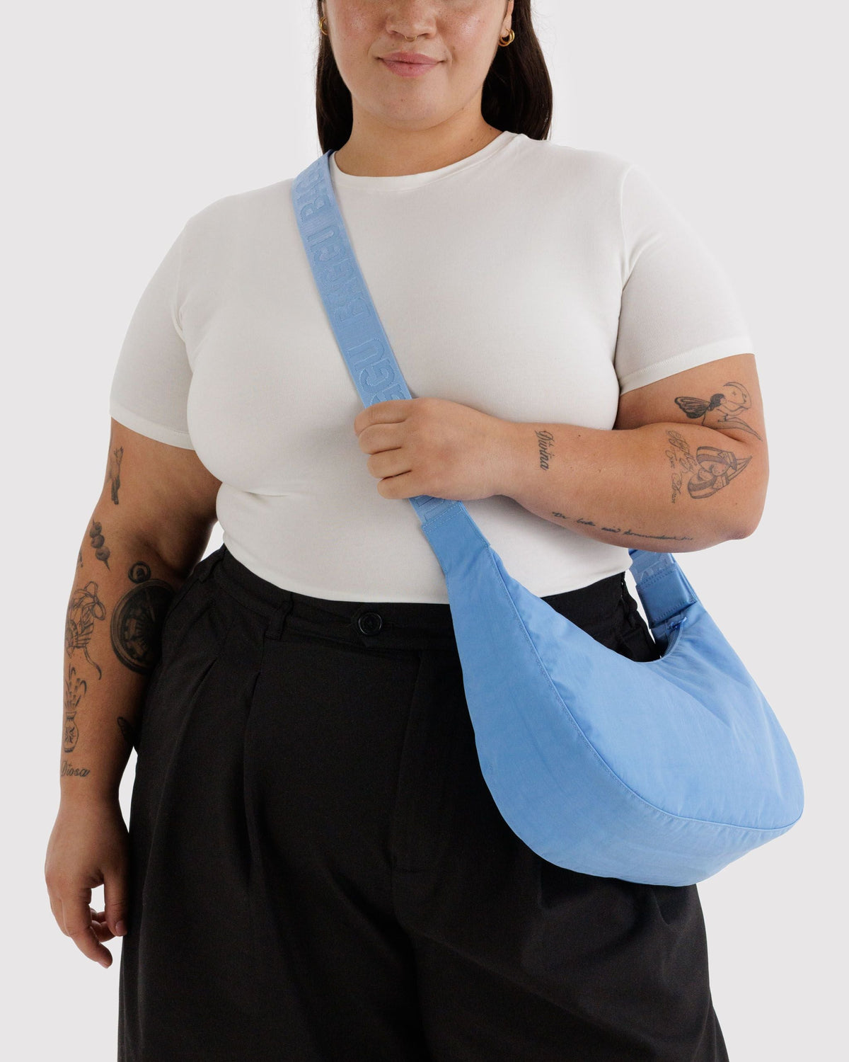 Medium Nylon Crescent Bag in Piscine for Comfortable Crossbody Style