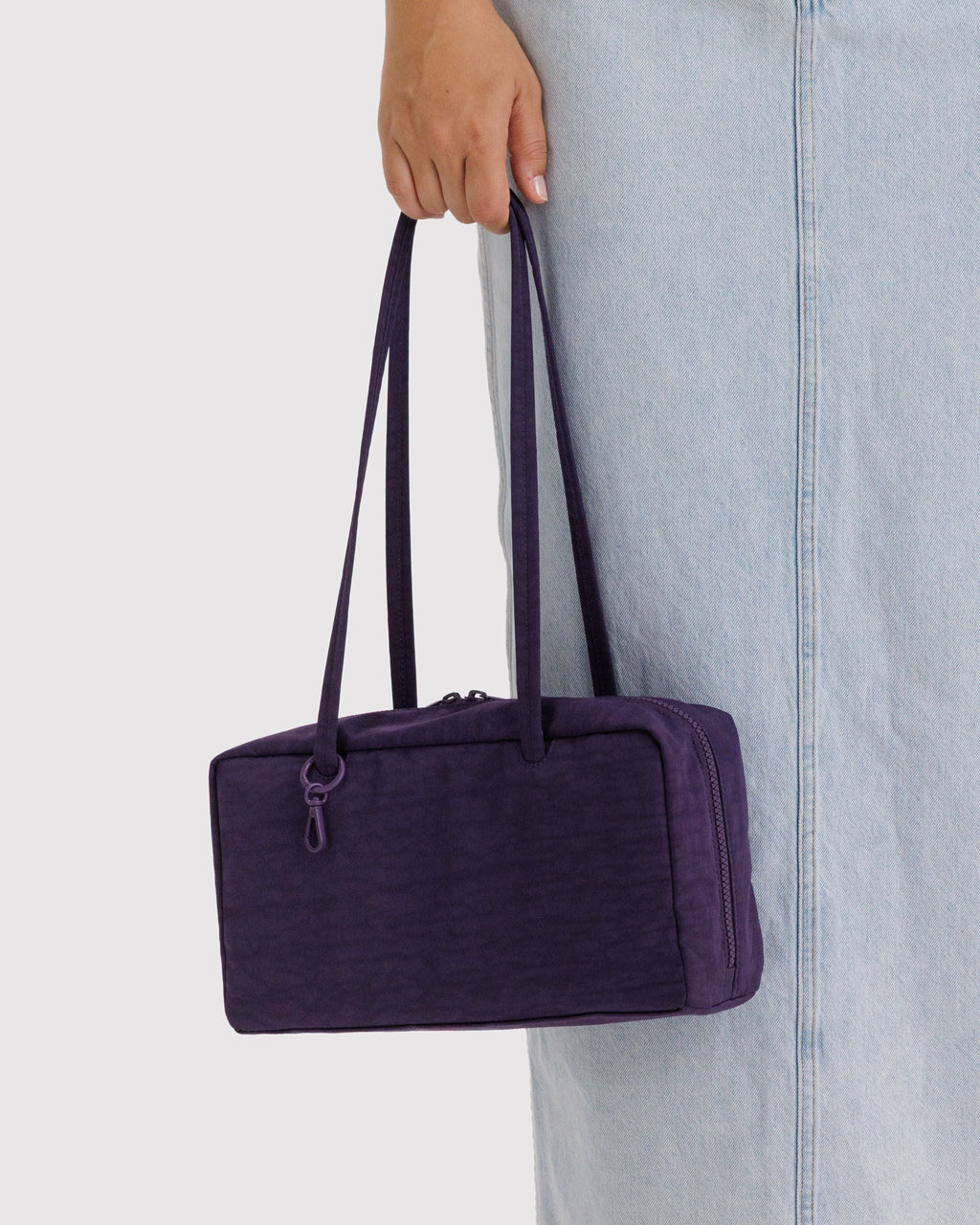 Nylon Bowler Bag in Fig for Comfortable Crossbody Style