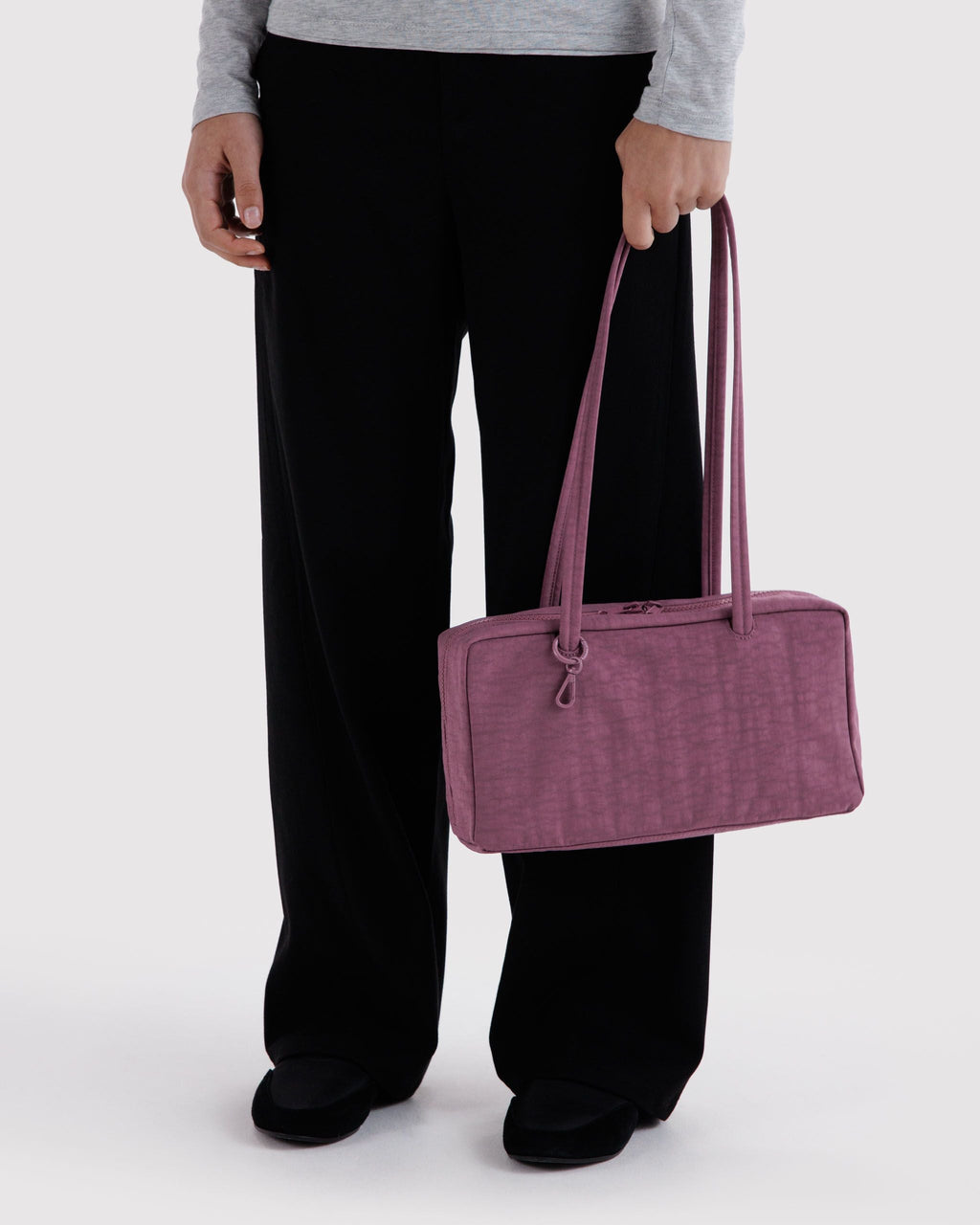Nylon Bowler Bag in Wild Plum for Comfortable Crossbody Style