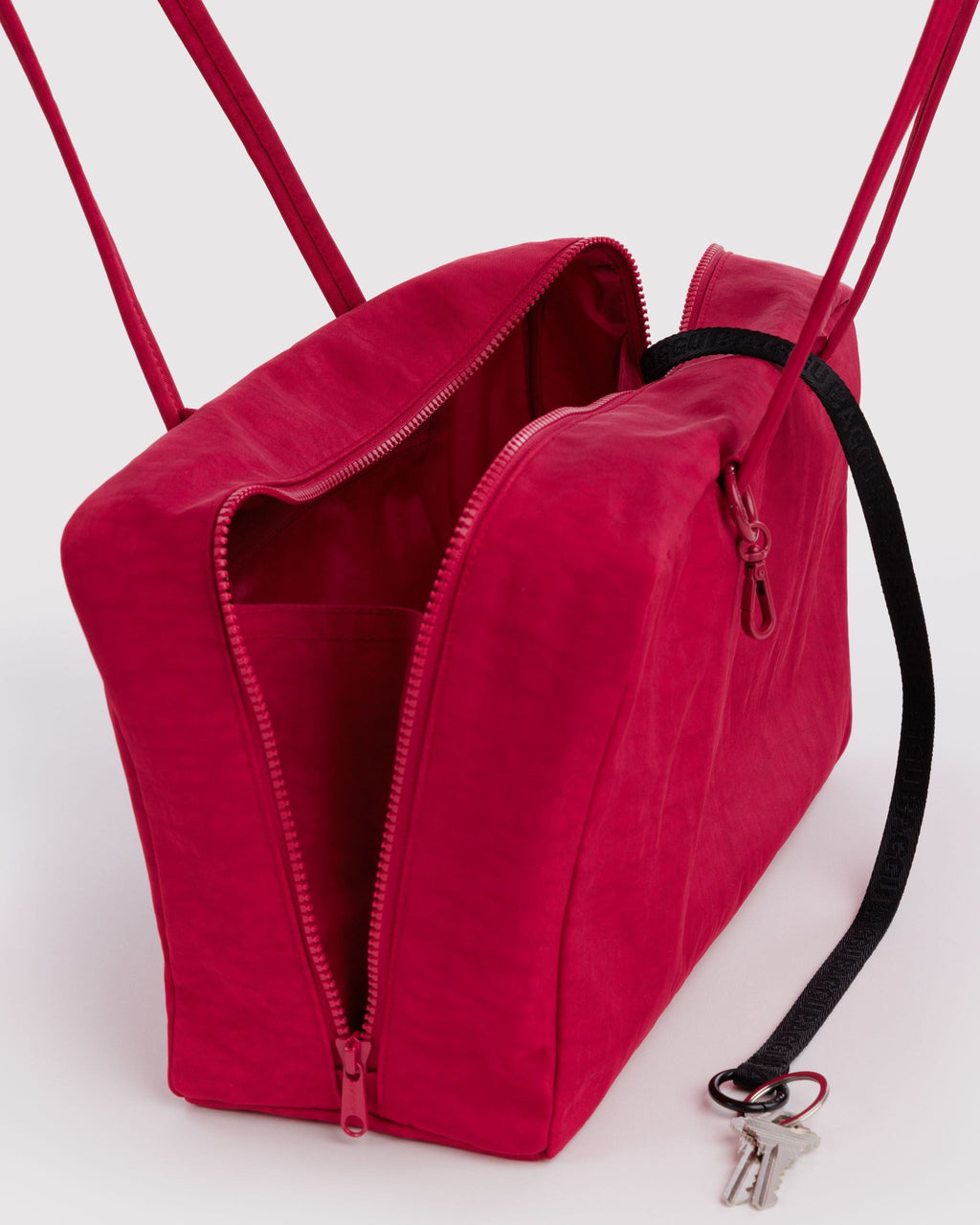 Medium Nylon Bowler Bag in Cherry for Comfortable Crossbody Style