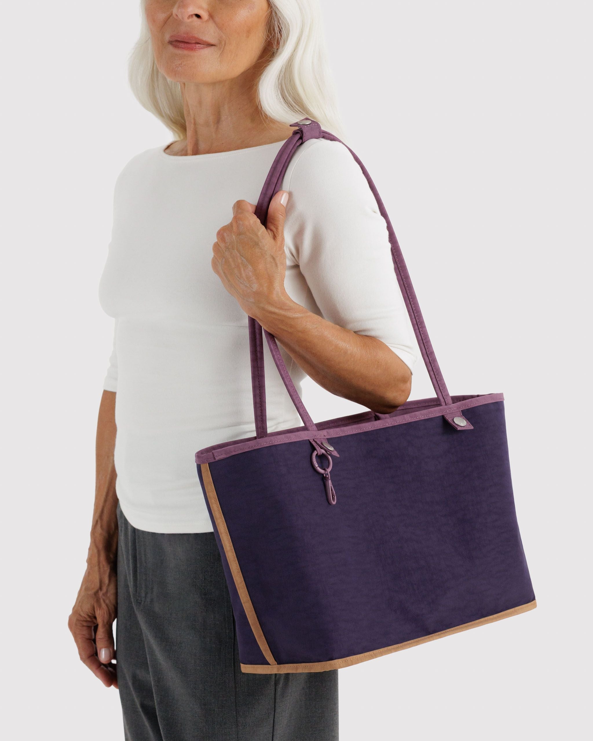 Medium Nylon Reversible Tote in Wild Plum Mix - Practical Use