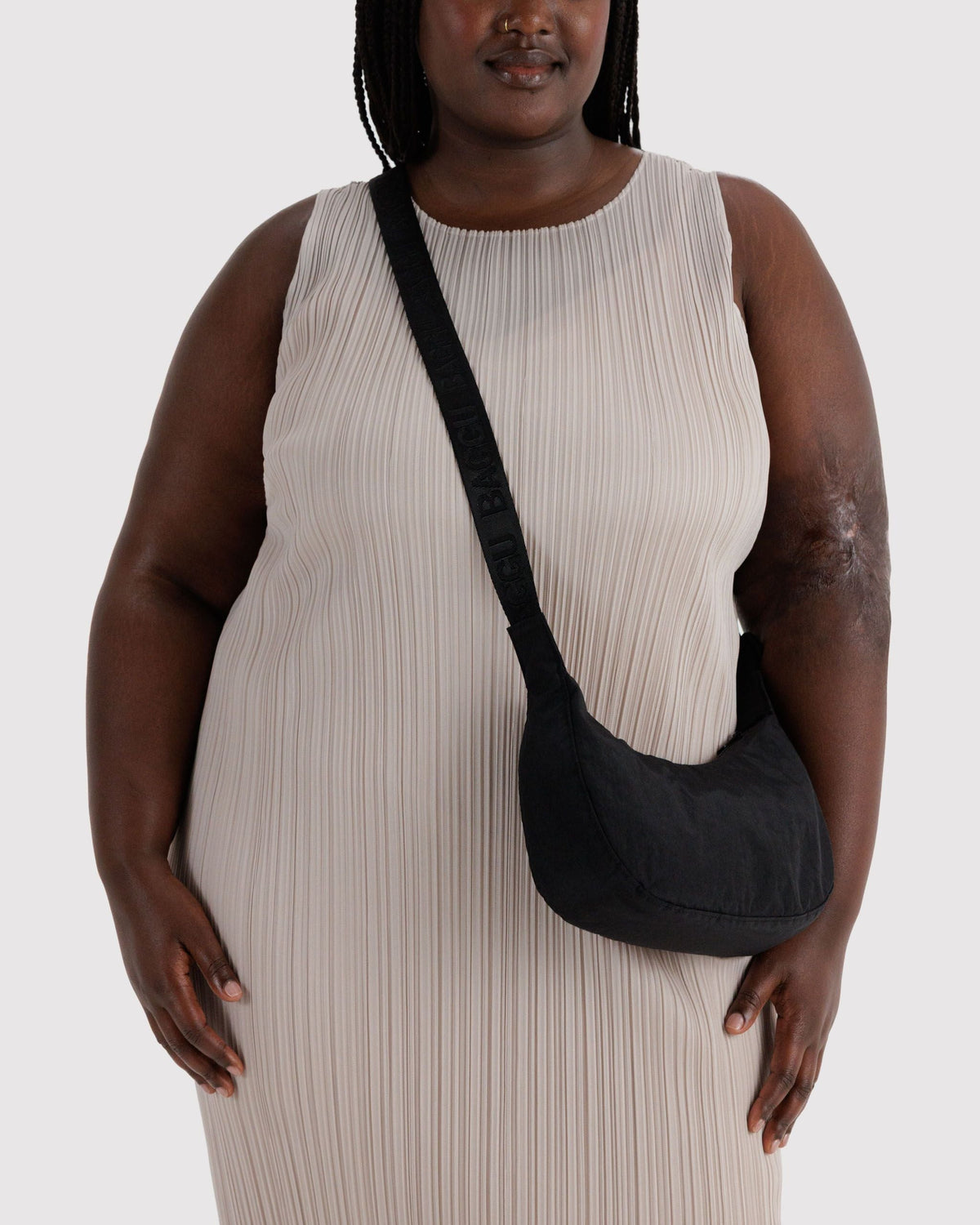 Small Nylon Crescent Bag in Black for Comfortable Crossbody Style