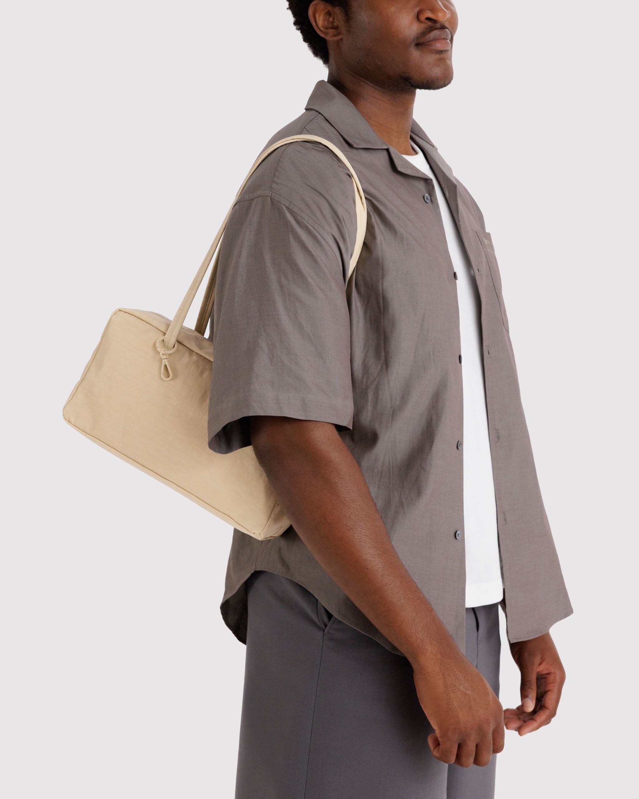 Nylon Bowler Bag in Custard for Comfortable Crossbody Style