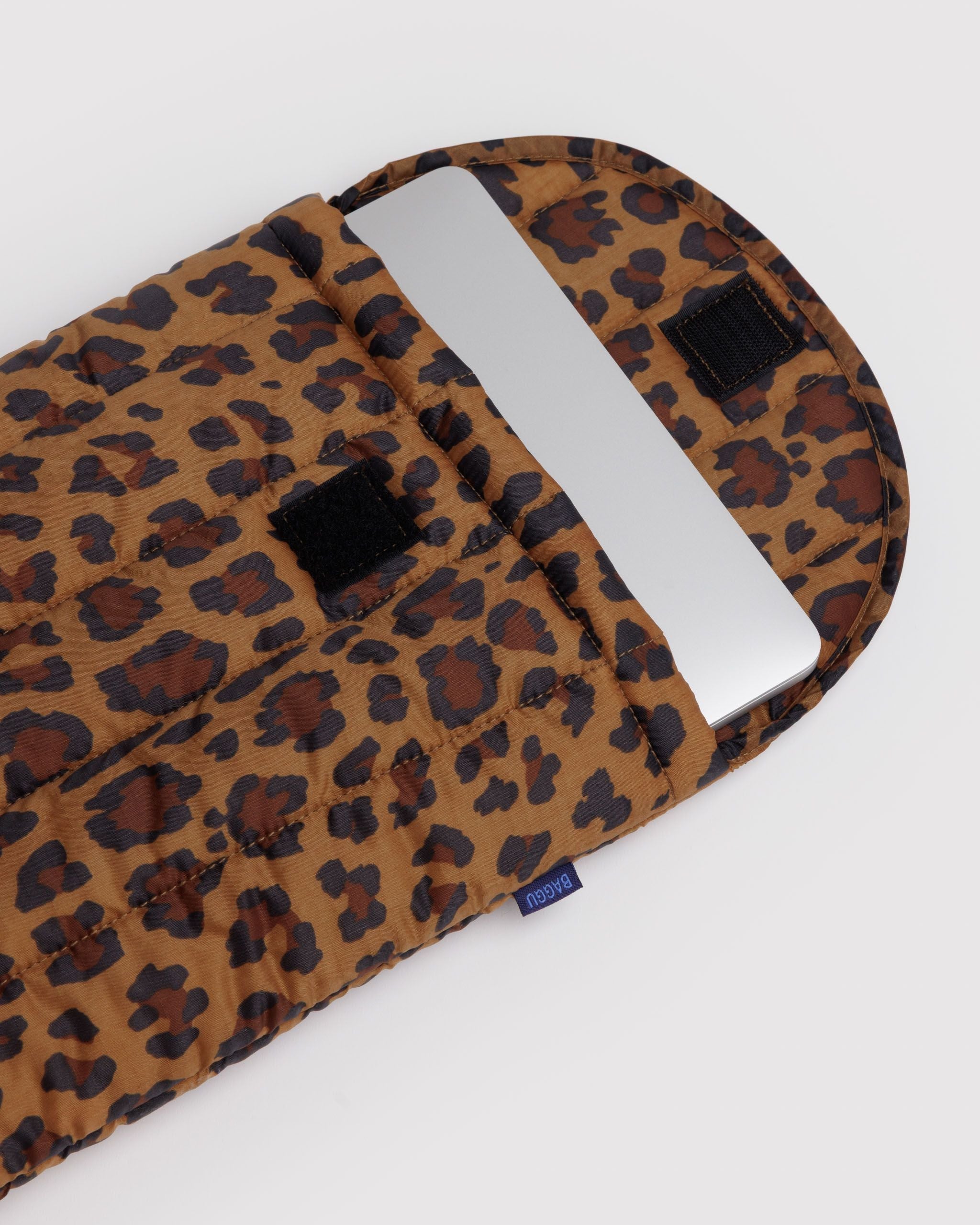 Puffy Laptop Sleeve 13 14 in Leopard for Lightweight Device Storage