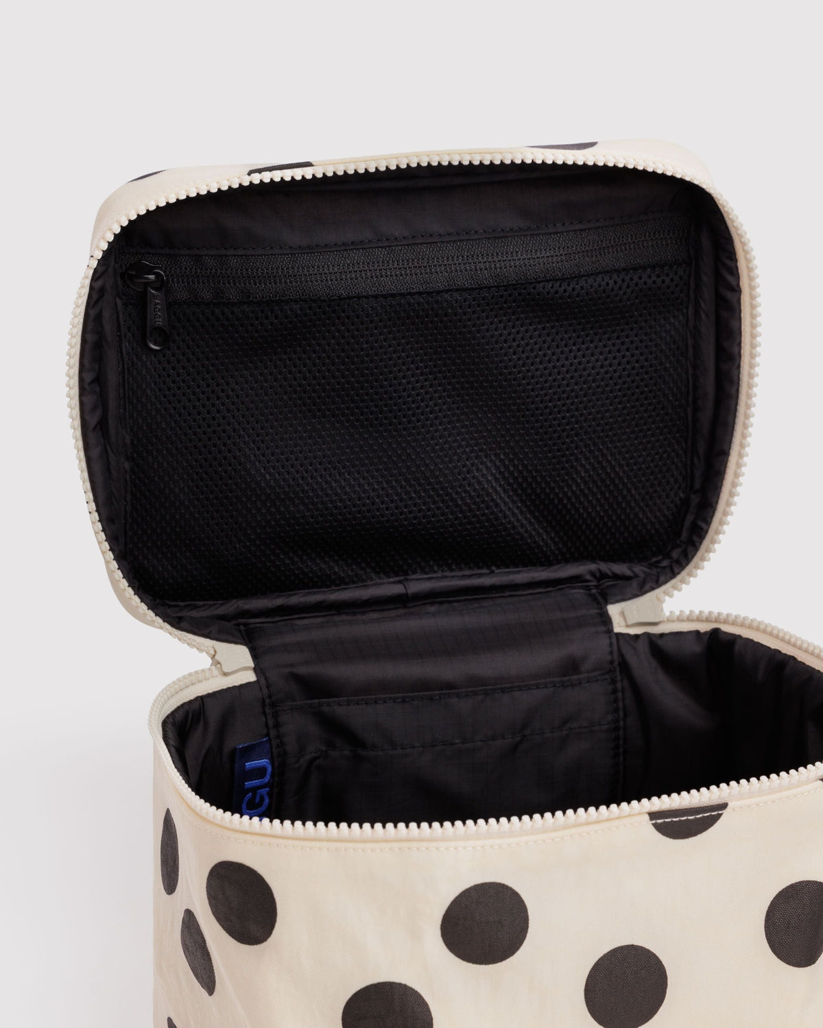 Large Cosmetic Case in Cream and Black Polka Dot - Practical Use