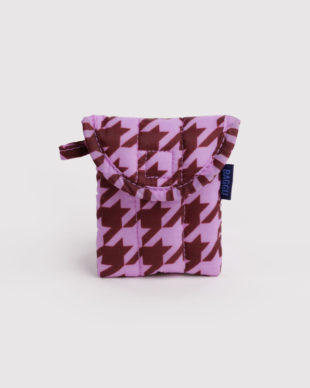 Puffy Earbuds Case - Pink Houndstooth
