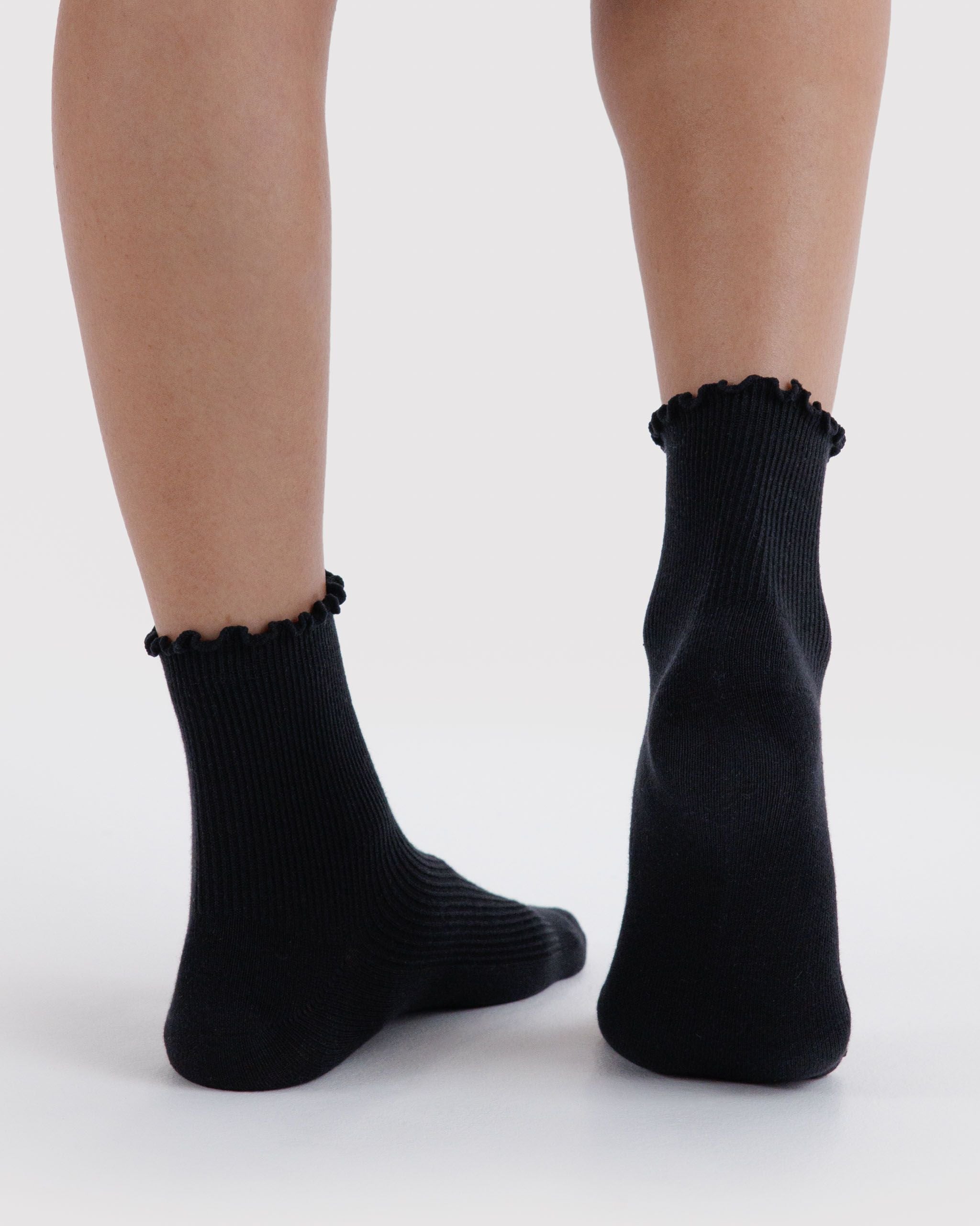 Lettuce Edge Sock Set of 2 in Black for Colorful Everyday Comfort
