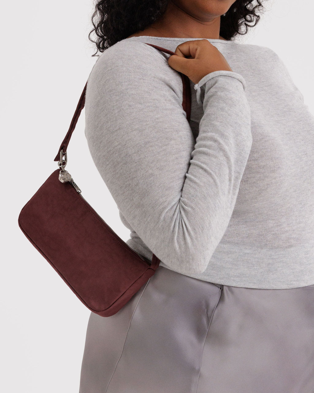 Nylon Pochette - Sale in Mahogany for Comfortable Crossbody Style