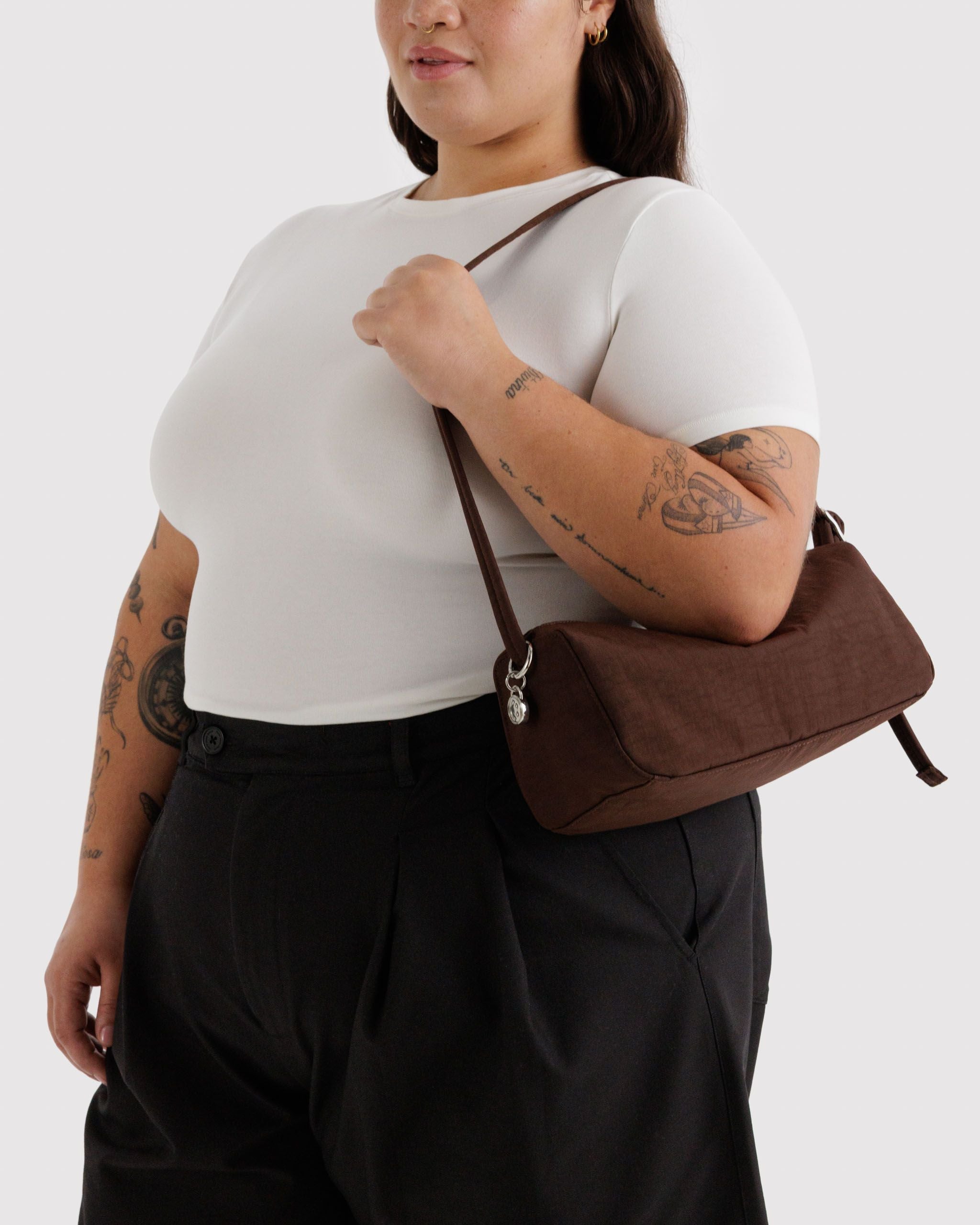 Nylon Loaf Bag in Coffee for Comfortable Crossbody Style