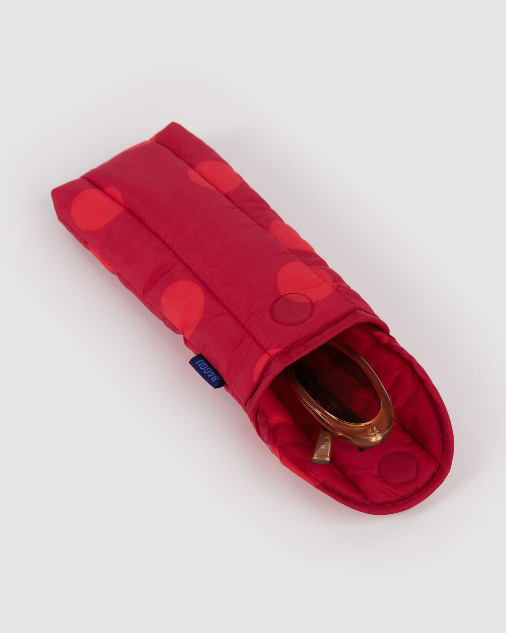 Puffy Glasses Sleeve in Red Polka Dot for Lightweight Device Storage