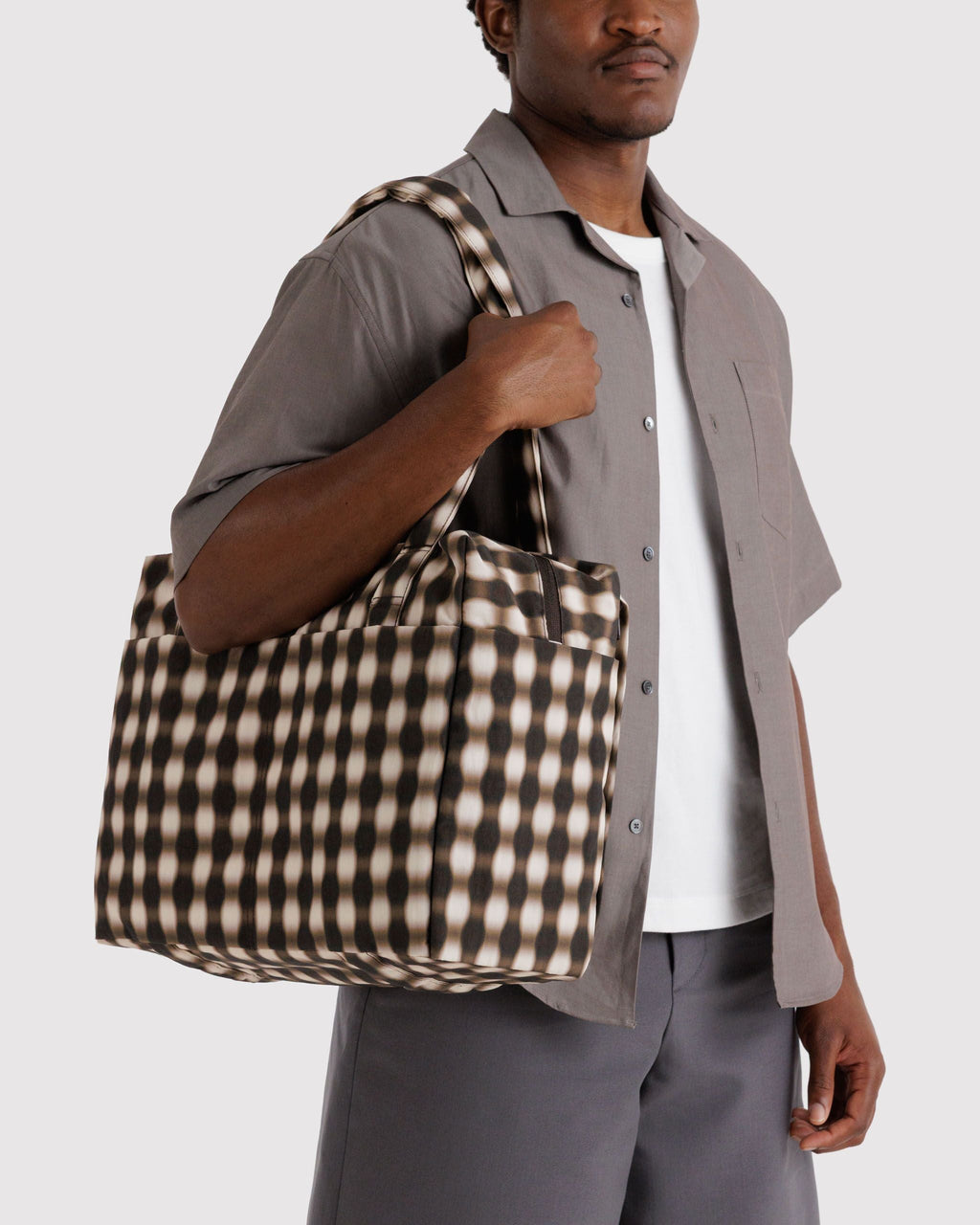 Small Cloud Carry-On in Blurred Gingham Brown - Practical Use
