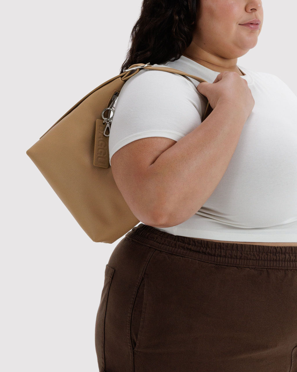 Mini Recycled Leather Shoulder Bag in Dune - Practical Use