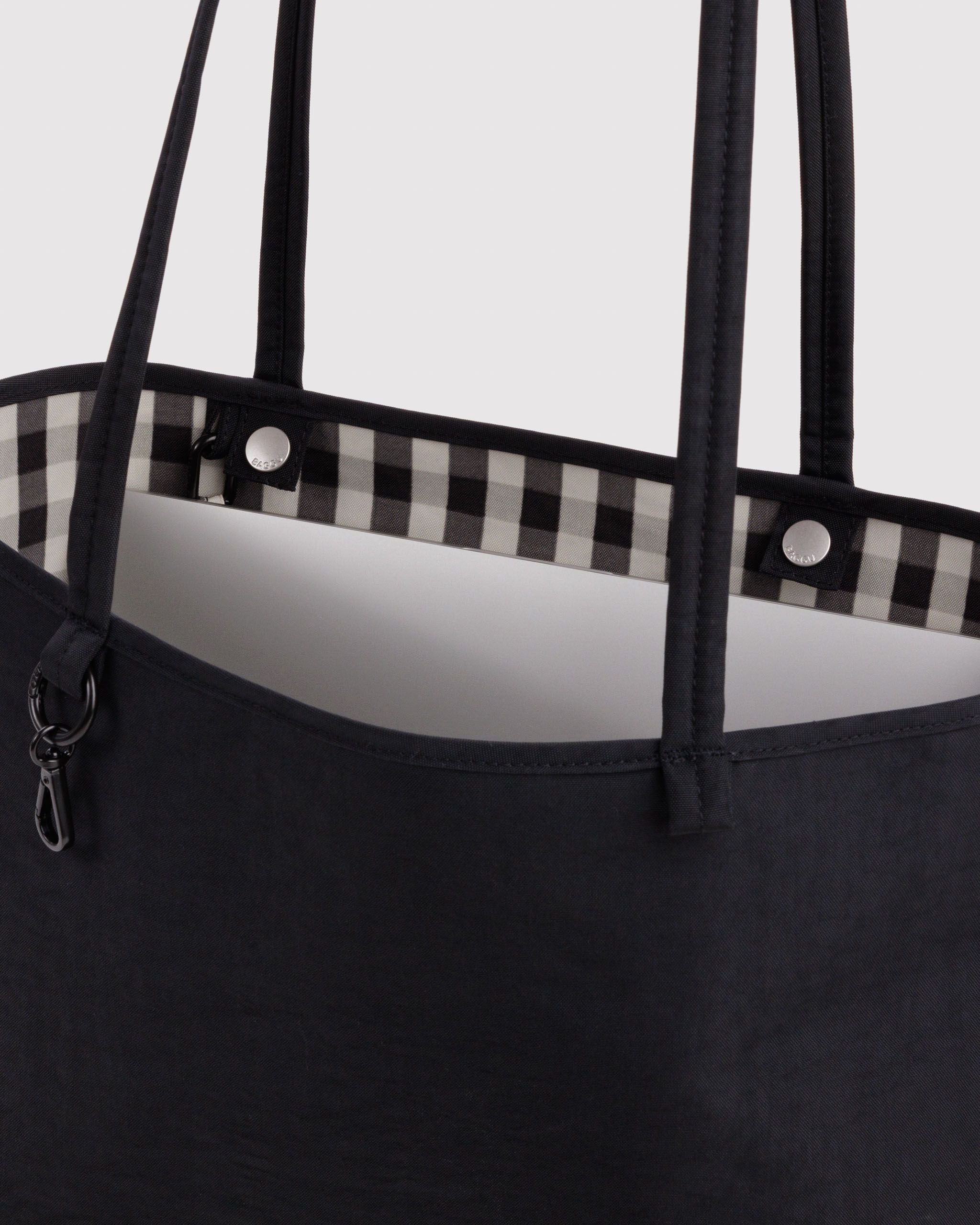 Medium Nylon Reversible Tote in Black Mix for Spacious Casual Carry