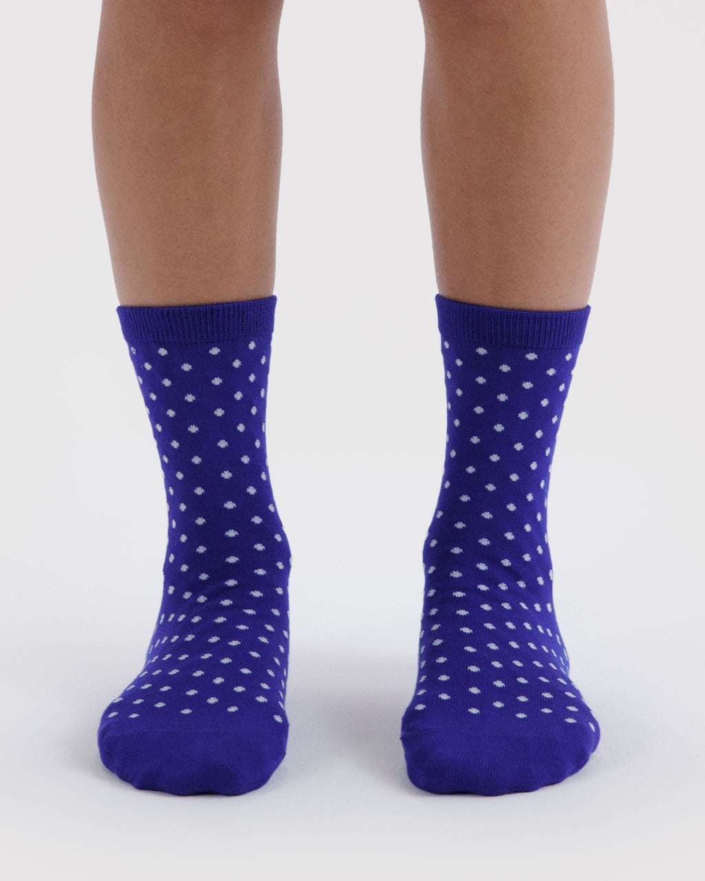 Crew Sock in Micro Blue and White Polka Dot - Practical Use