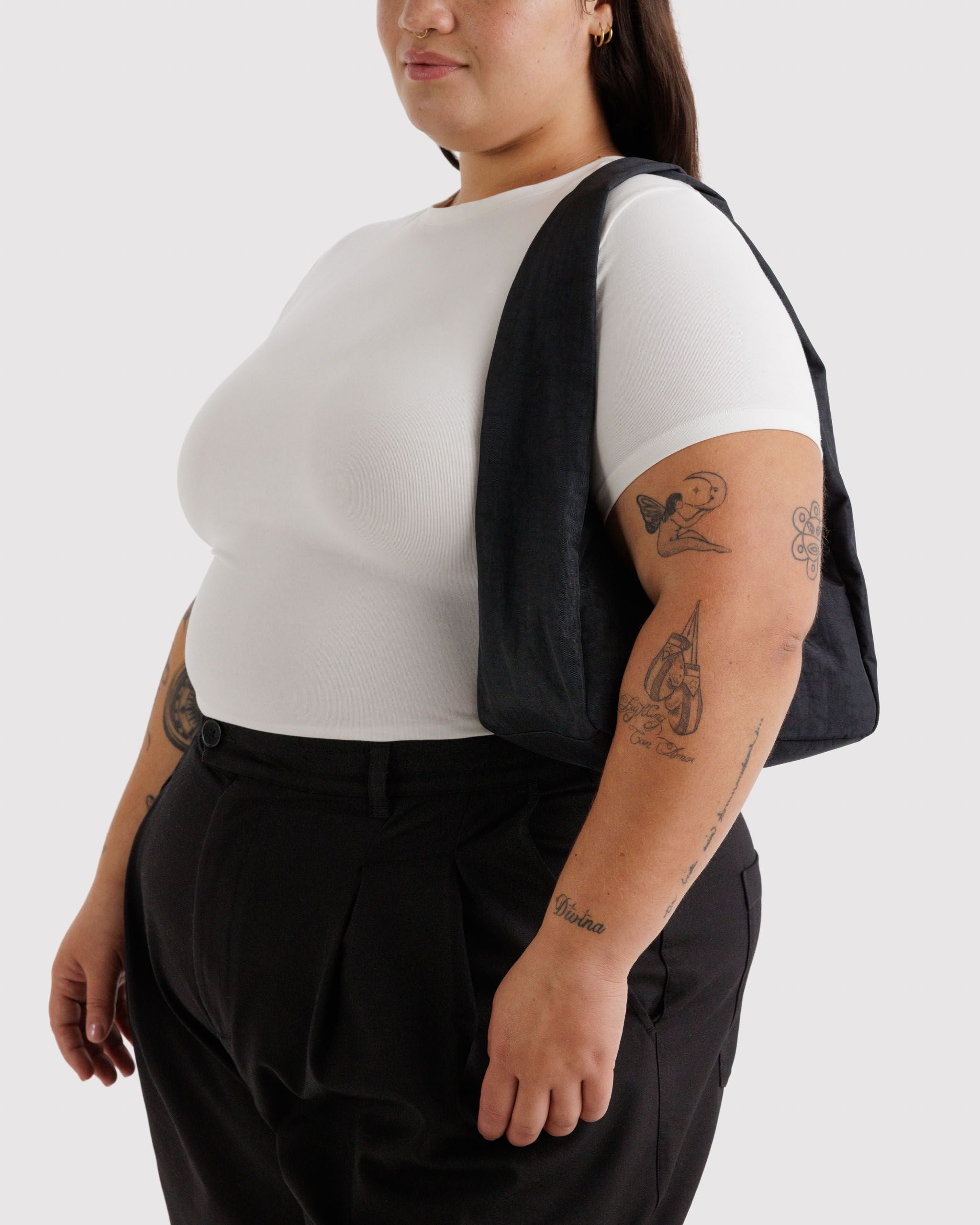 Small Nylon Meringue Bag in Black for Comfortable Crossbody Style