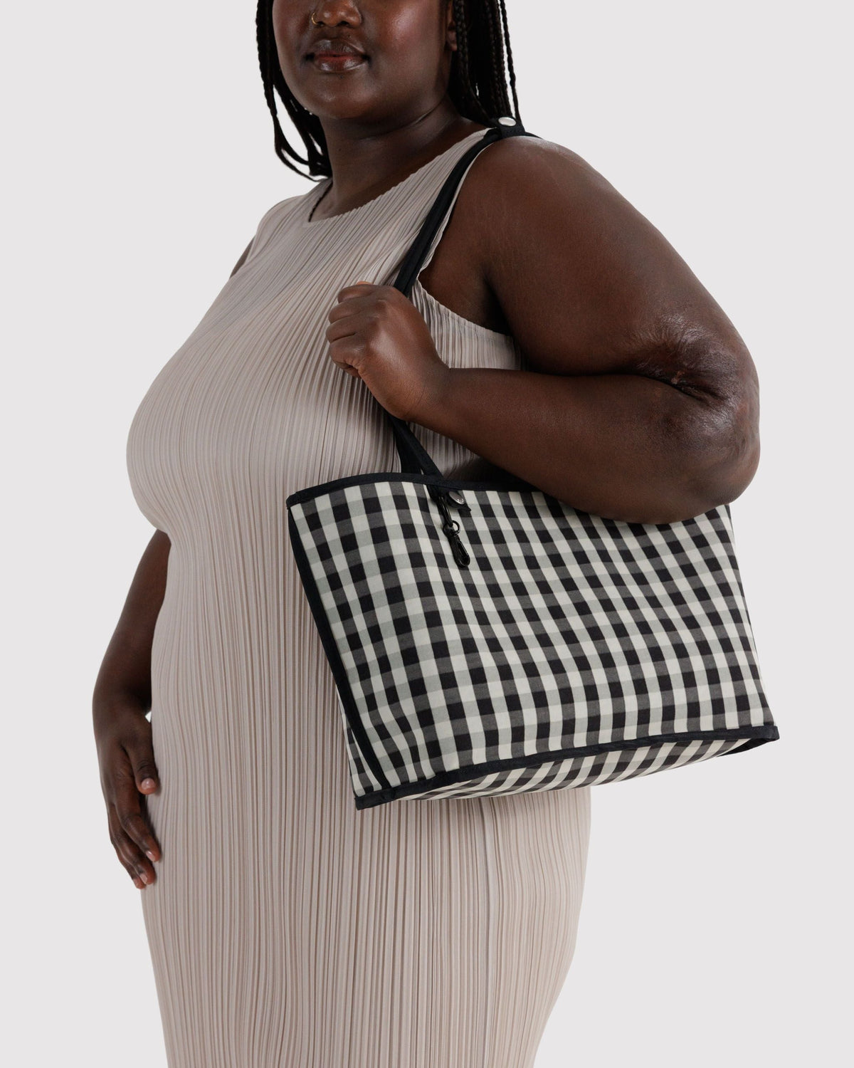 Medium Nylon Reversible Tote in Black Mix for Spacious Casual Carry