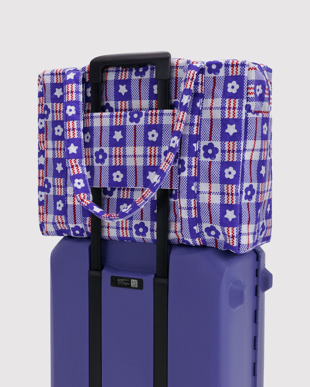 Cloud Carry-On in Market Plaid Blue for Flexible Weekend Travel