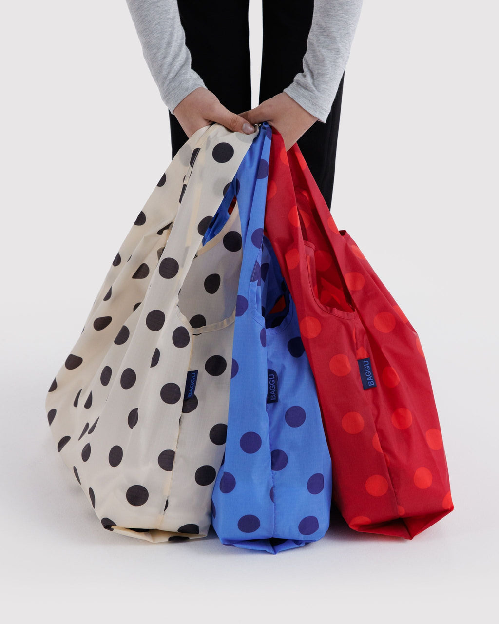 Standard Baggu Set of 3 in Polka Dot Mix for Colorful Daily Shopping