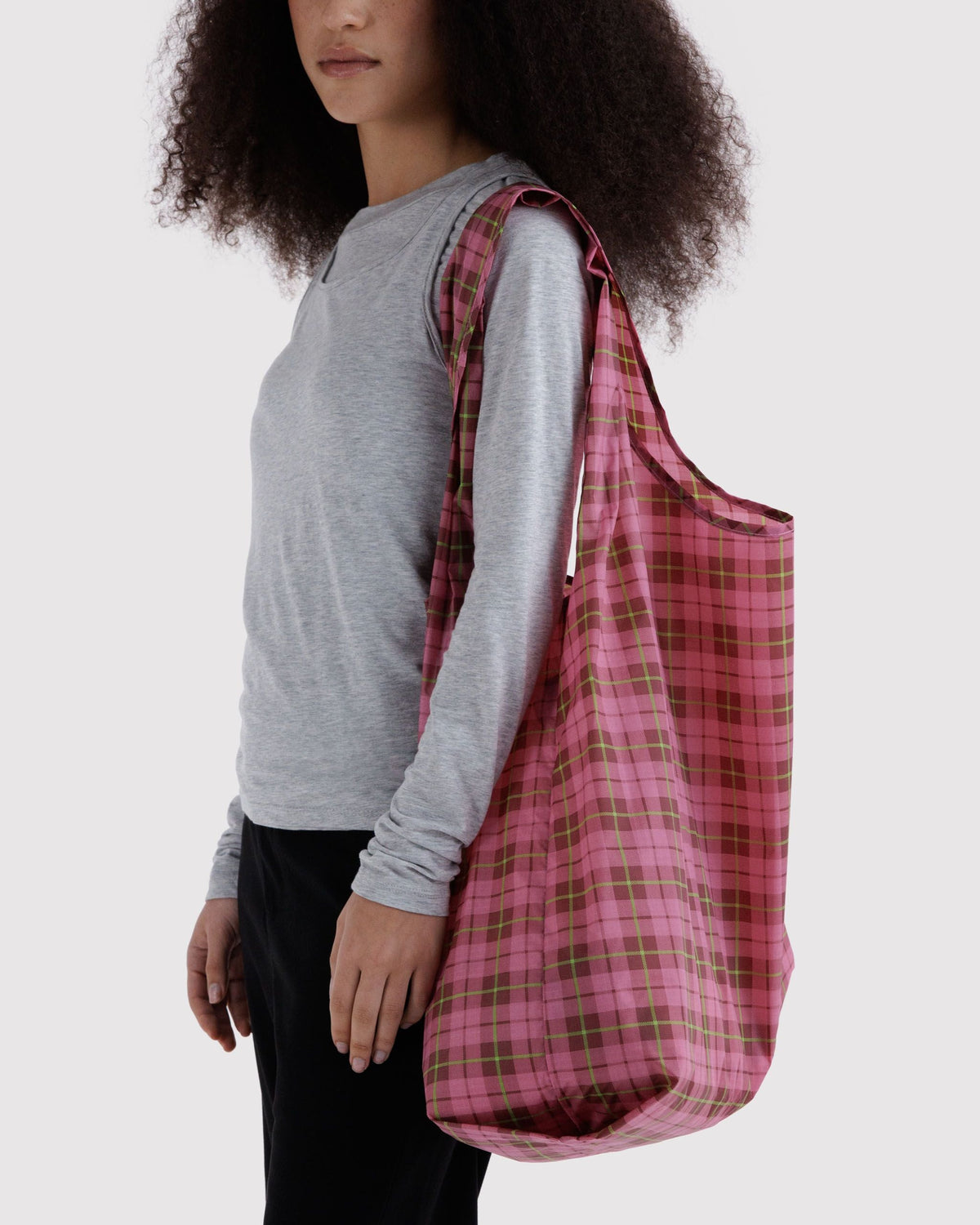 Big Baggu in Azalea Pink Tartan for Colorful Daily Shopping