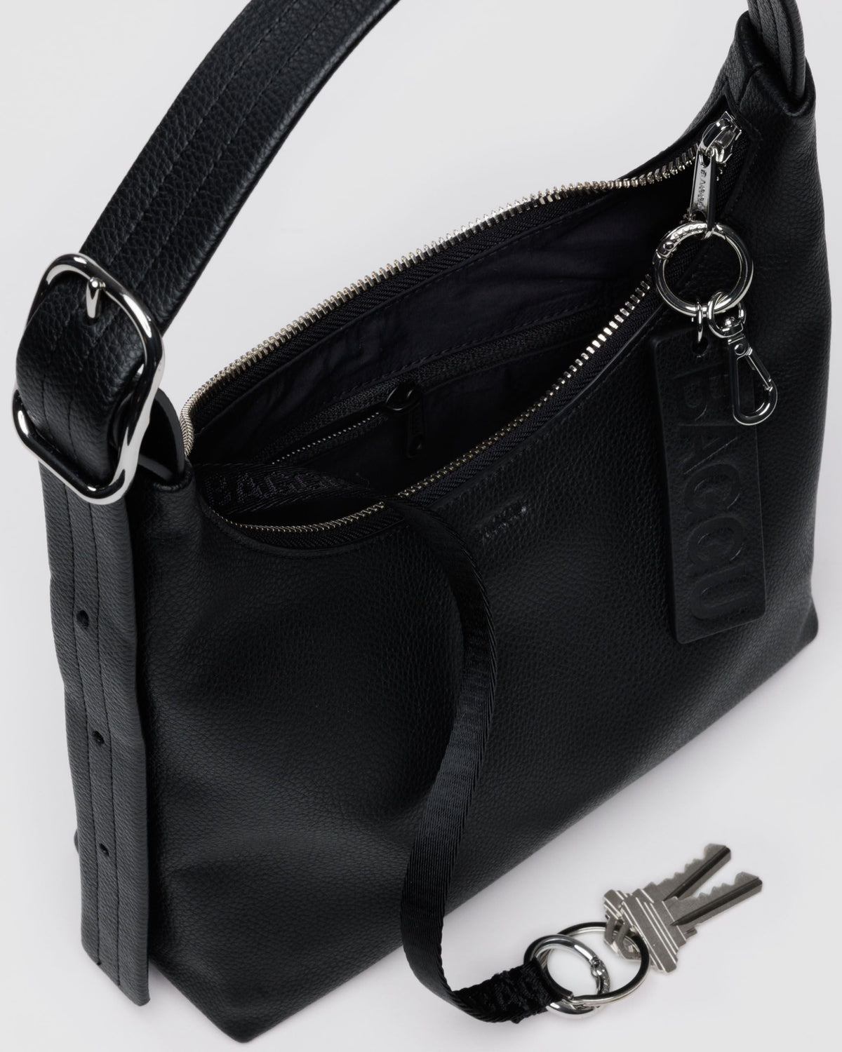 Mini Recycled Leather Shoulder Bag in Black - Practical Use