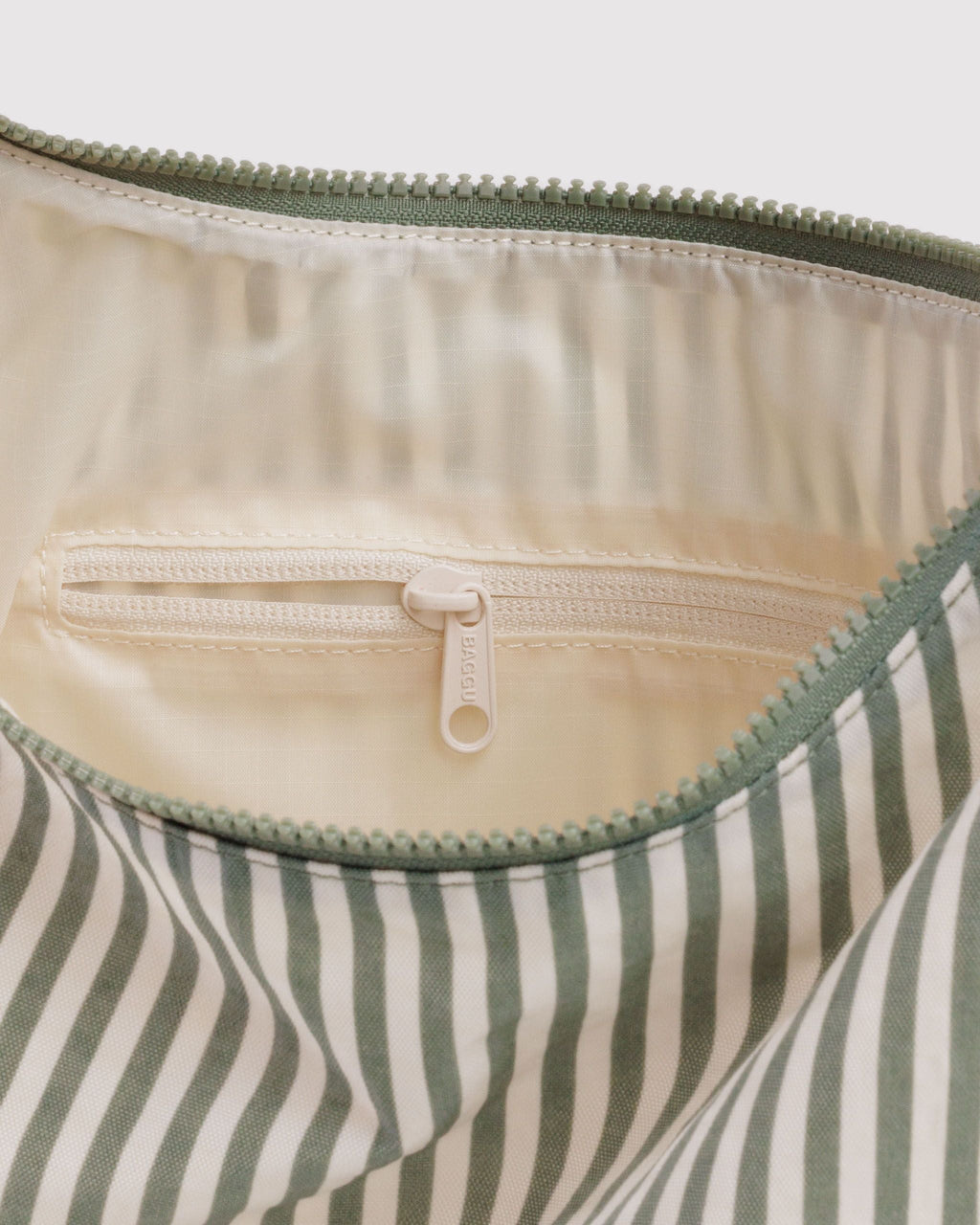 Nylon Shoulder Bag in Sage Stripe for Comfortable Crossbody Style