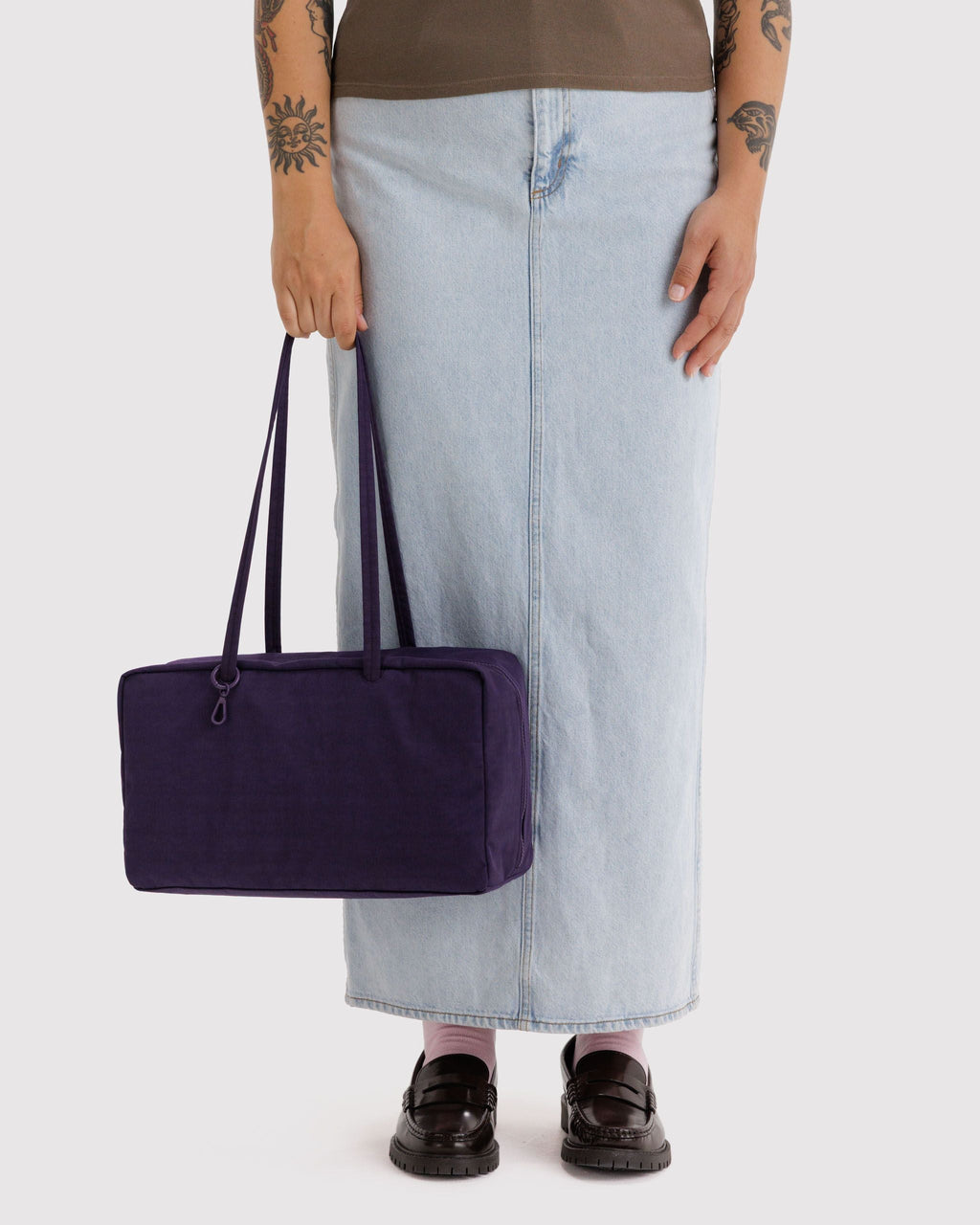 Medium Nylon Bowler Bag - Sale in Fig for Comfortable Crossbody Style