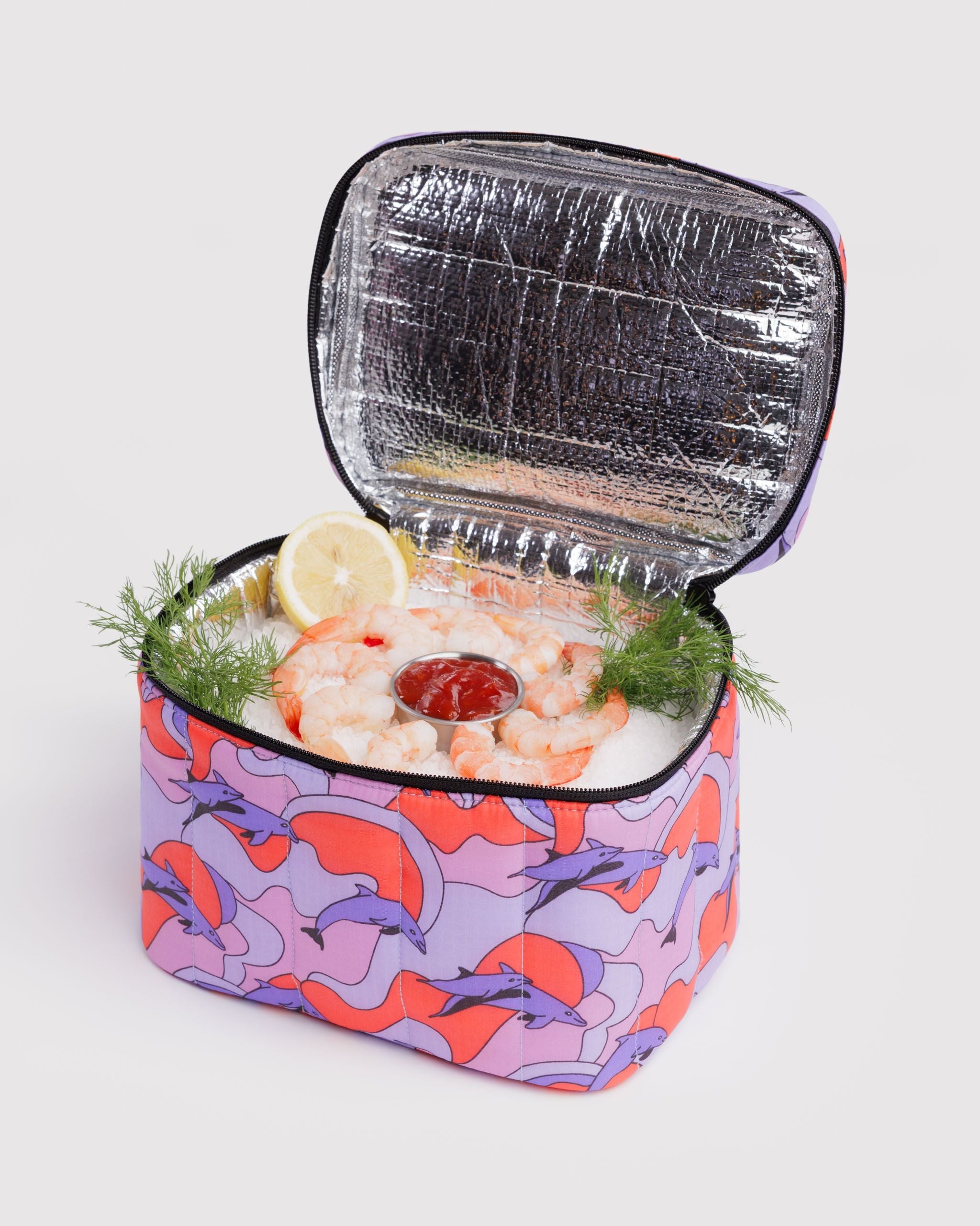 Puffy Lunch Bag in Dolphins for Portable Lunch Essential