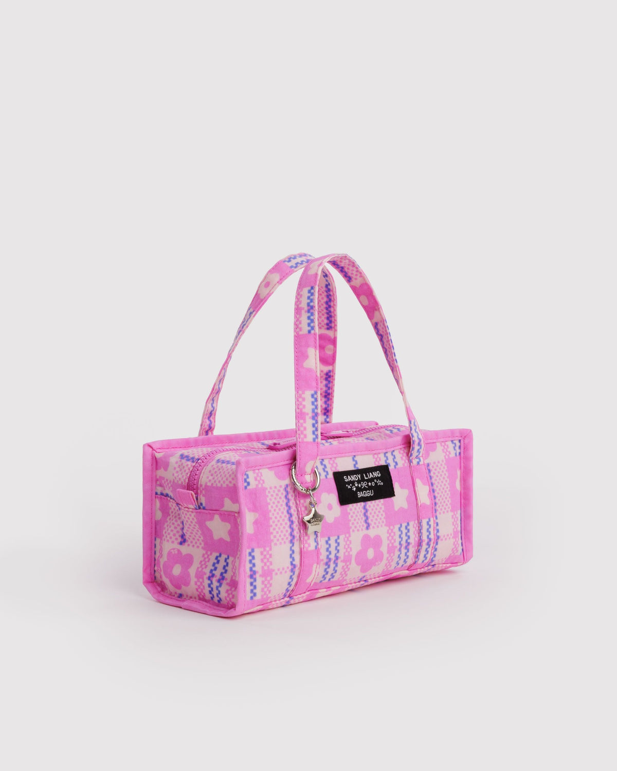 Mini Nylon Market Bag in Market Plaid Pink for Colorful Daily Shopping