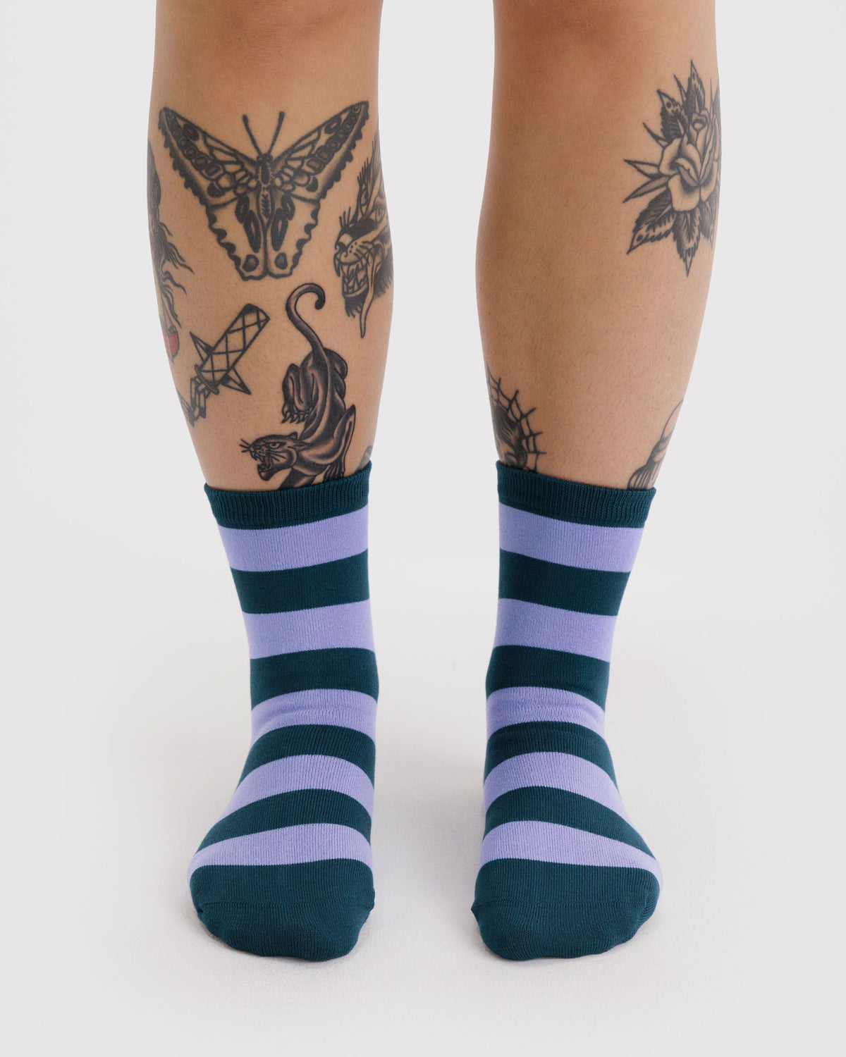 Crew Sock in Malachite Stripe for Colorful Everyday Comfort