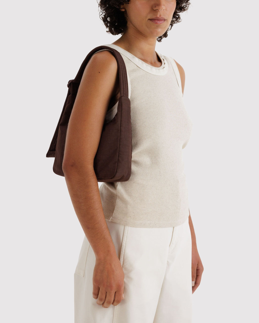 Mini Nylon Shoulder Bag in Coffee for Comfortable Crossbody Style