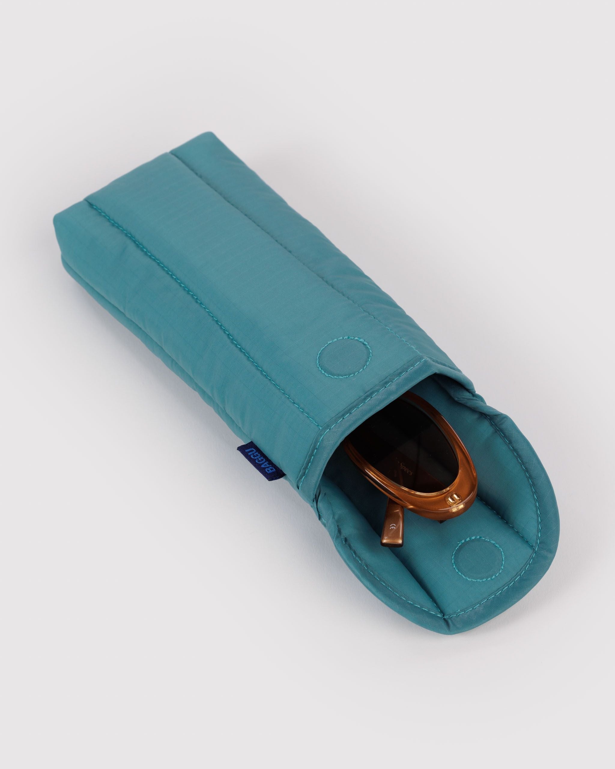 Puffy Glasses Sleeve in Peacock for Lightweight Device Storage