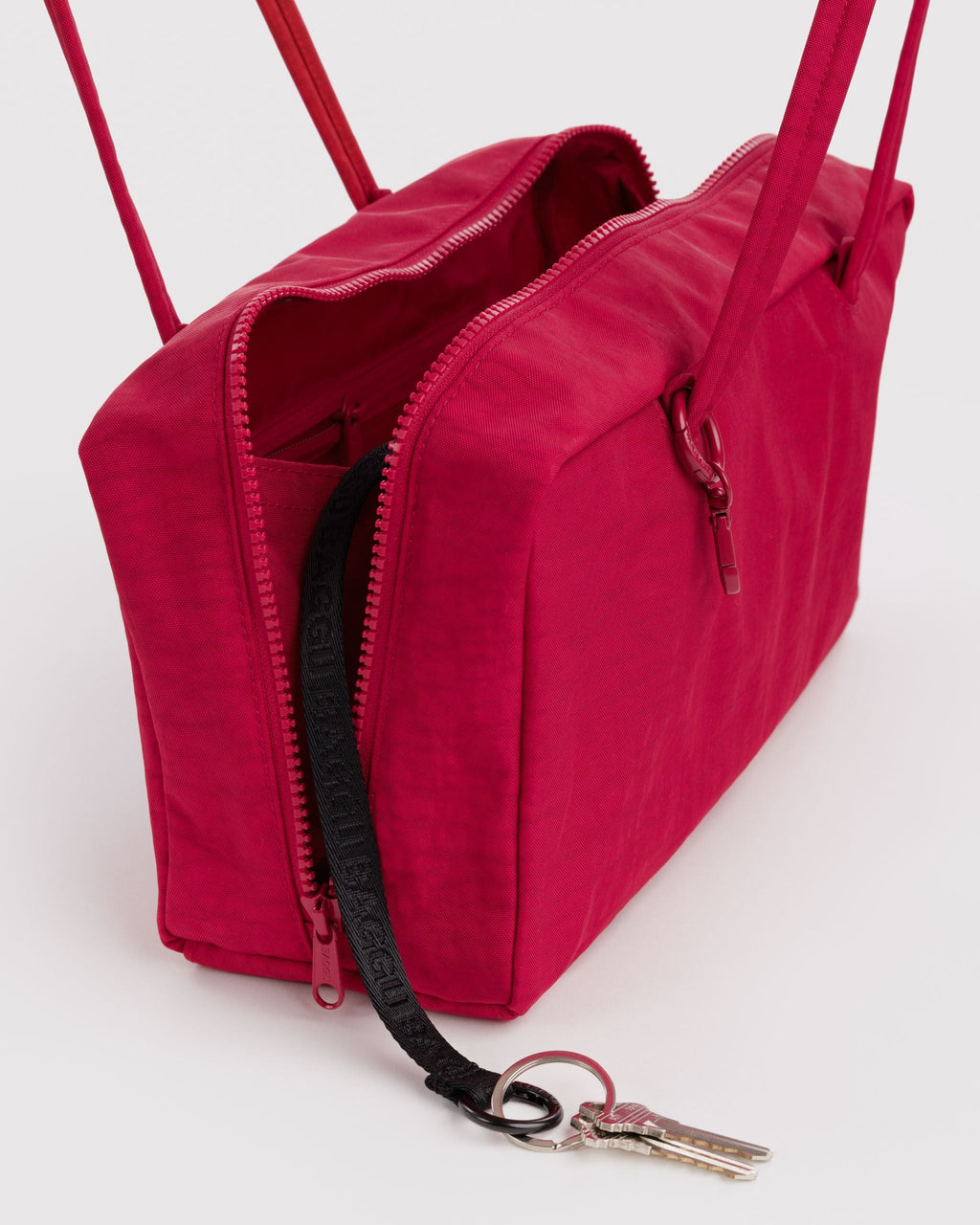 Nylon Bowler Bag in Cherry for Comfortable Crossbody Style
