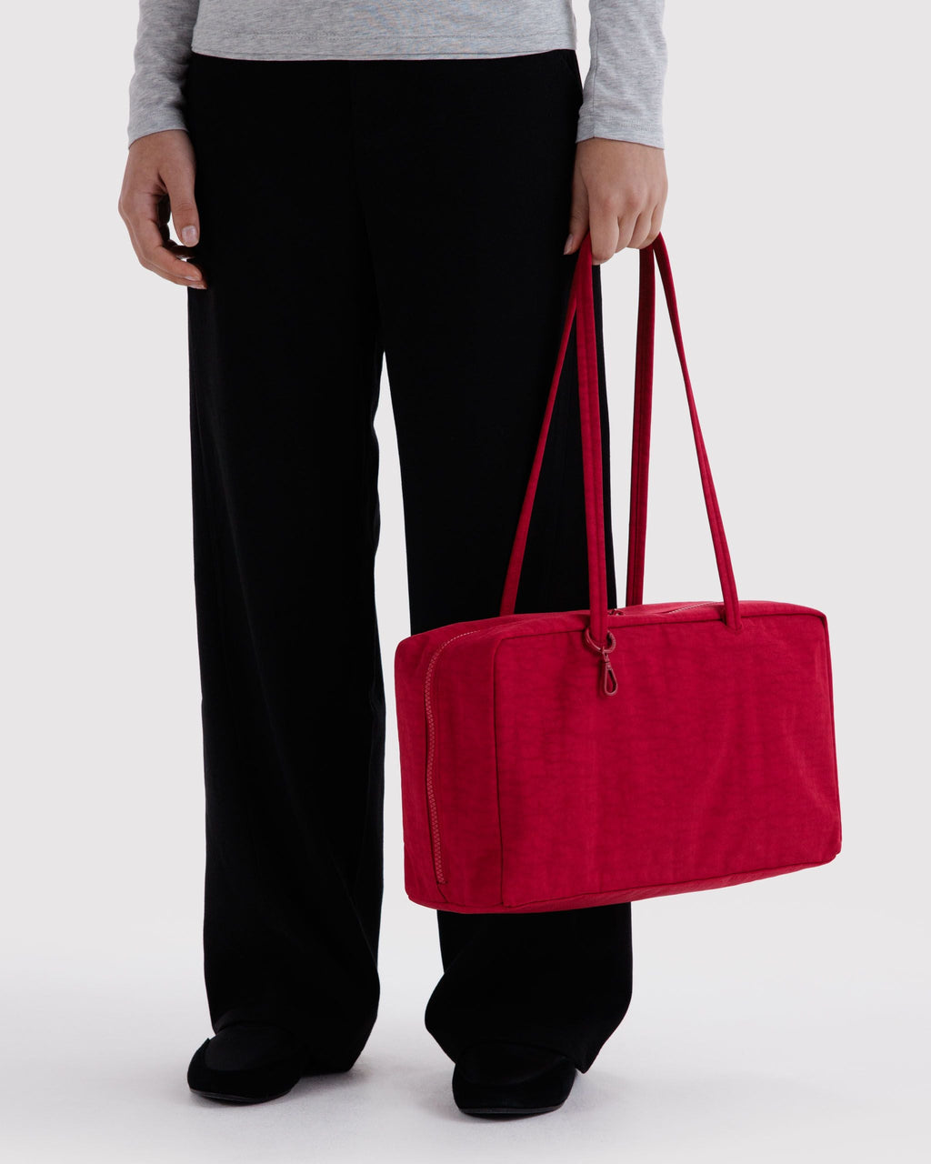 Medium Nylon Bowler Bag in Cherry for Comfortable Crossbody Style