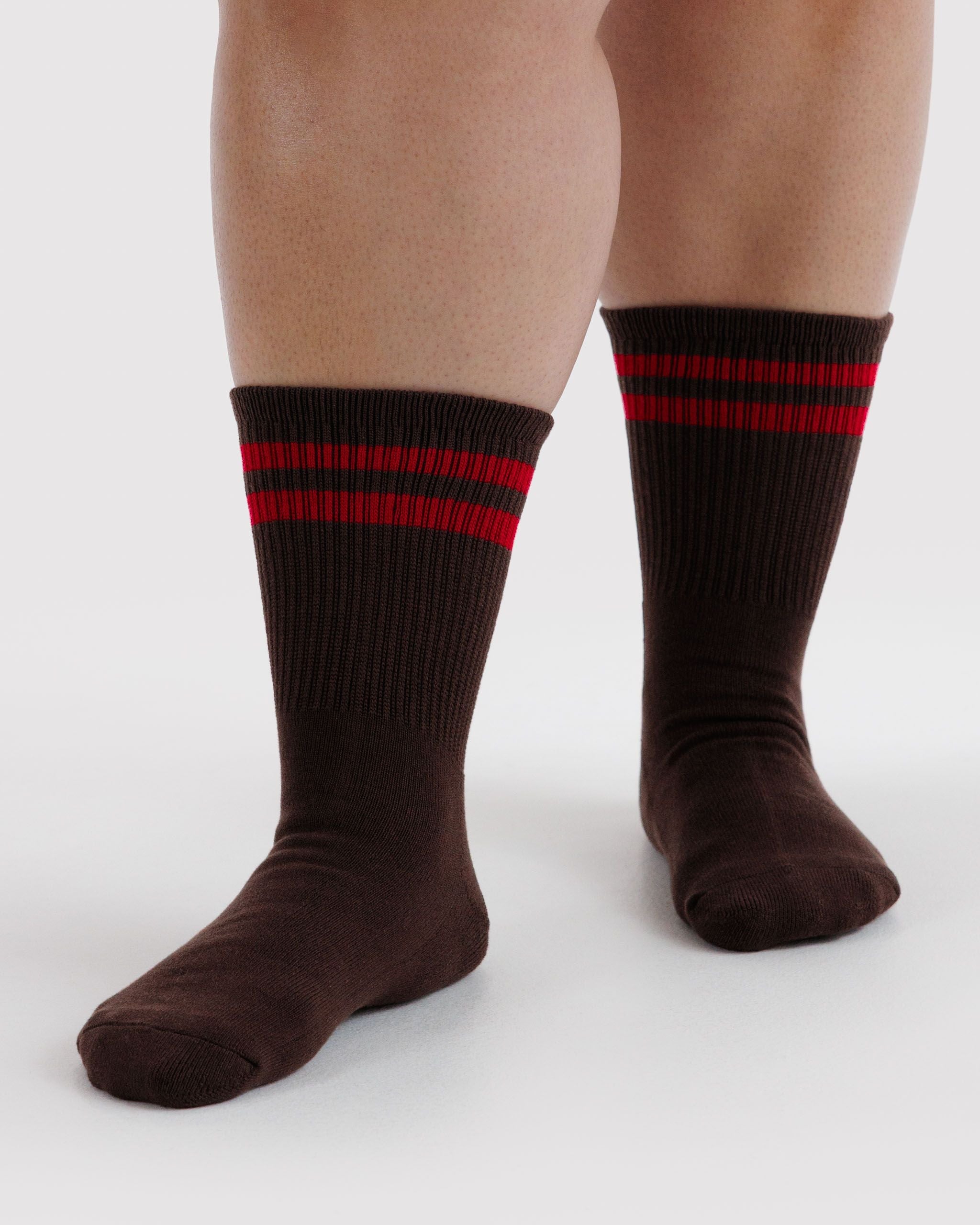 Ribbed Sock in Coffee Stripe for Colorful Everyday Comfort